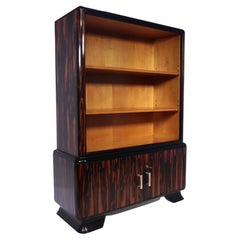 Art Deco Open Bookcase in Macassar Ebony by Jules Perrenoud