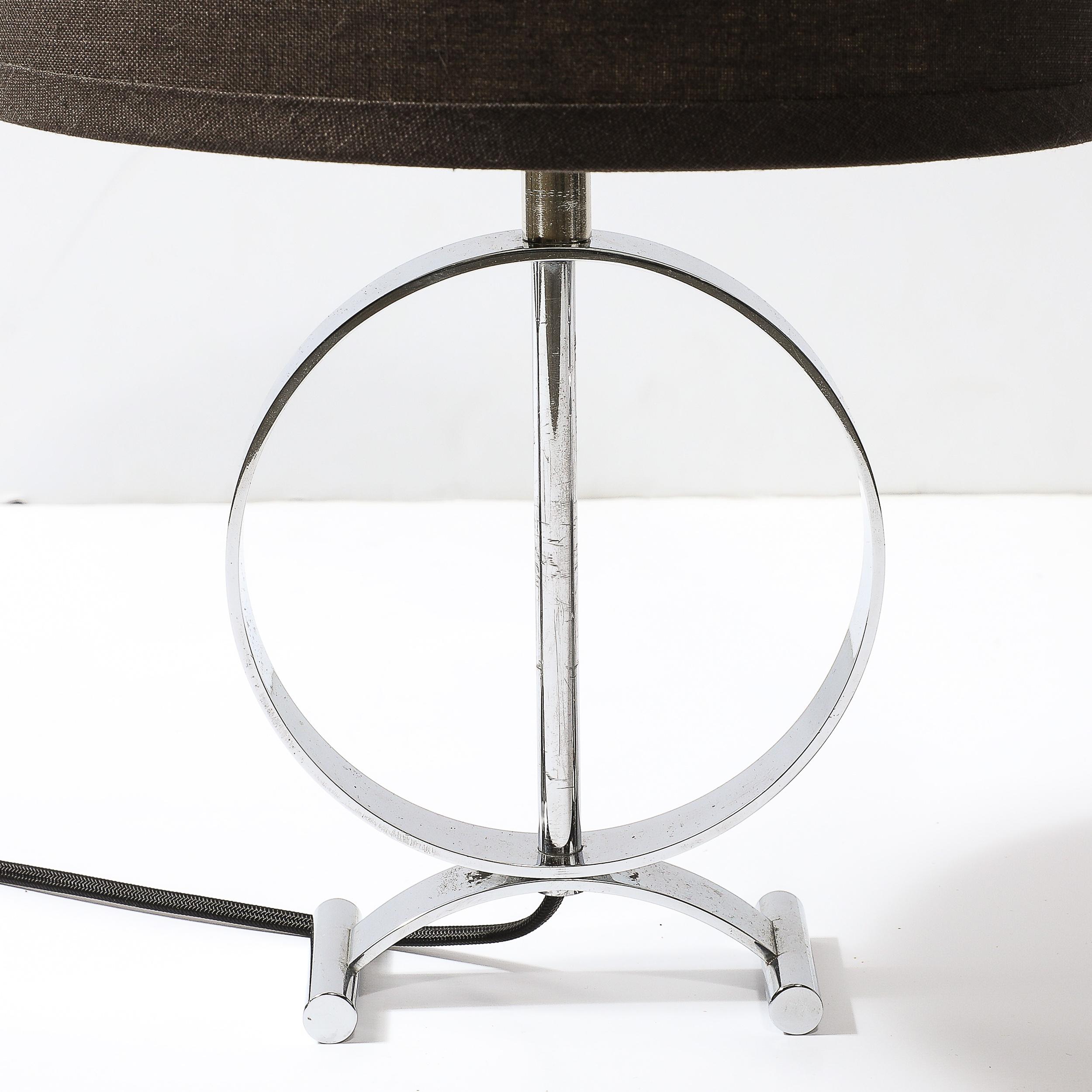 American Art Deco Open Form Machine Age Table Lamp in Chrome For Sale