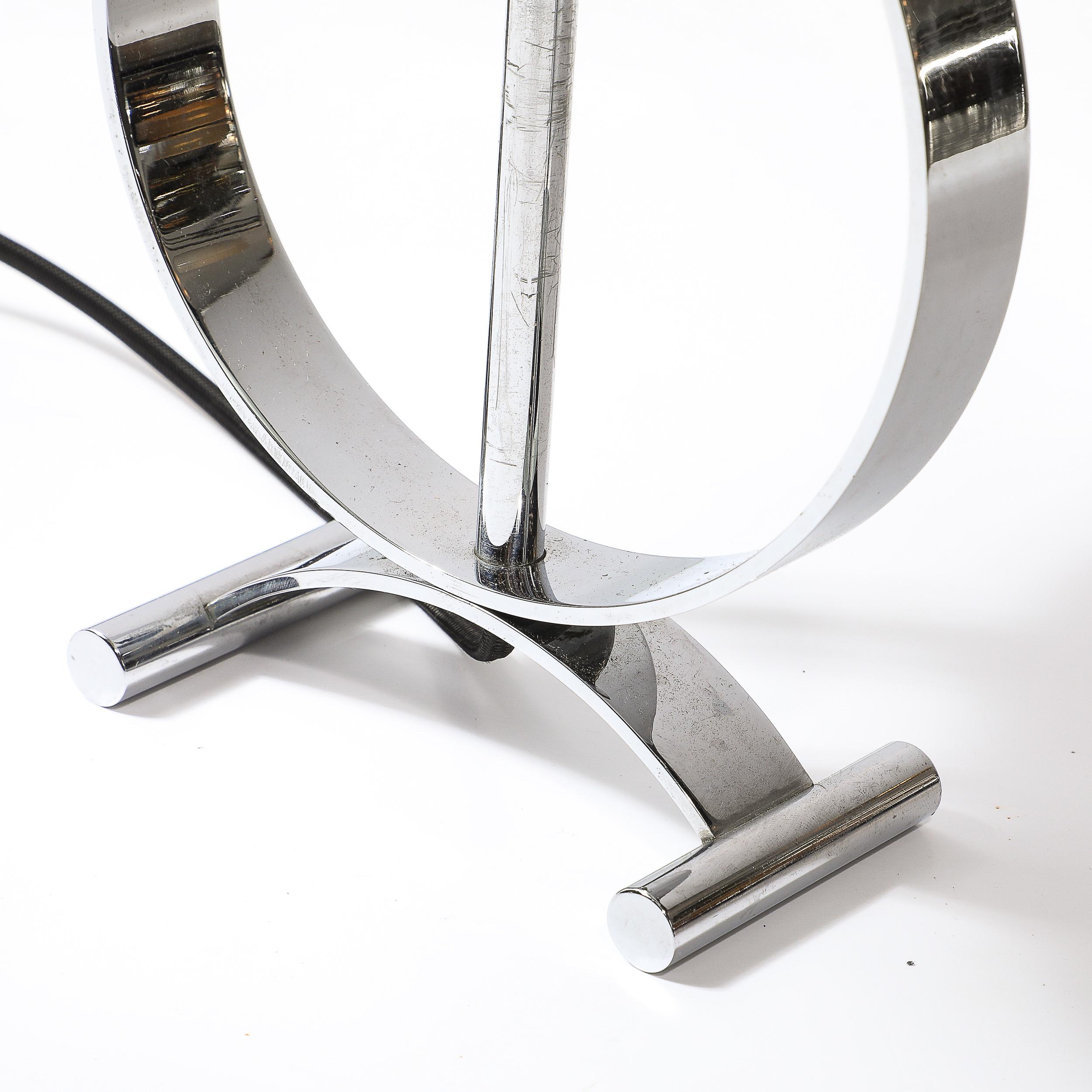 Art Deco Open Form Machine Age Table Lamp in Chrome In Excellent Condition For Sale In New York, NY