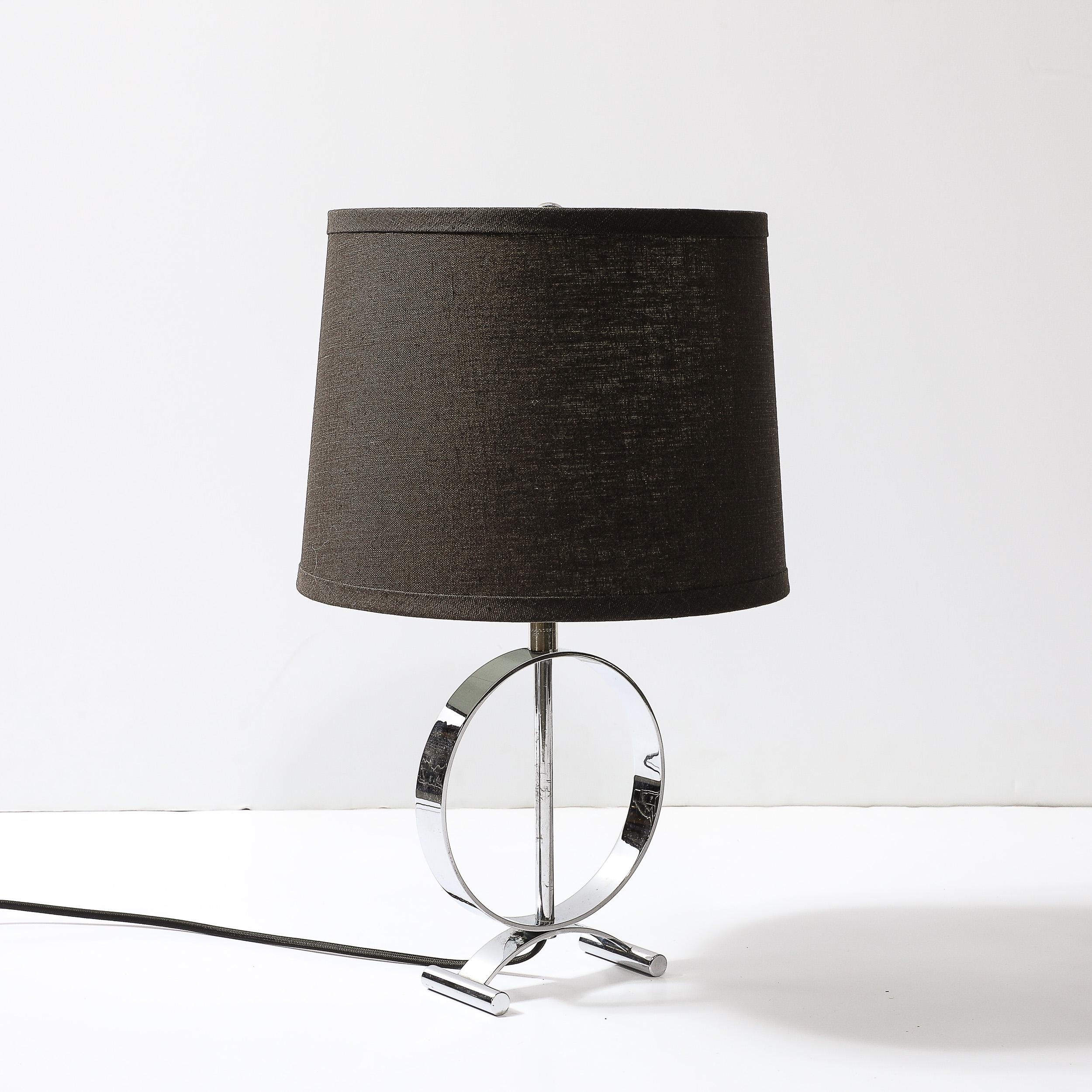 Mid-20th Century Art Deco Open Form Machine Age Table Lamp in Chrome For Sale