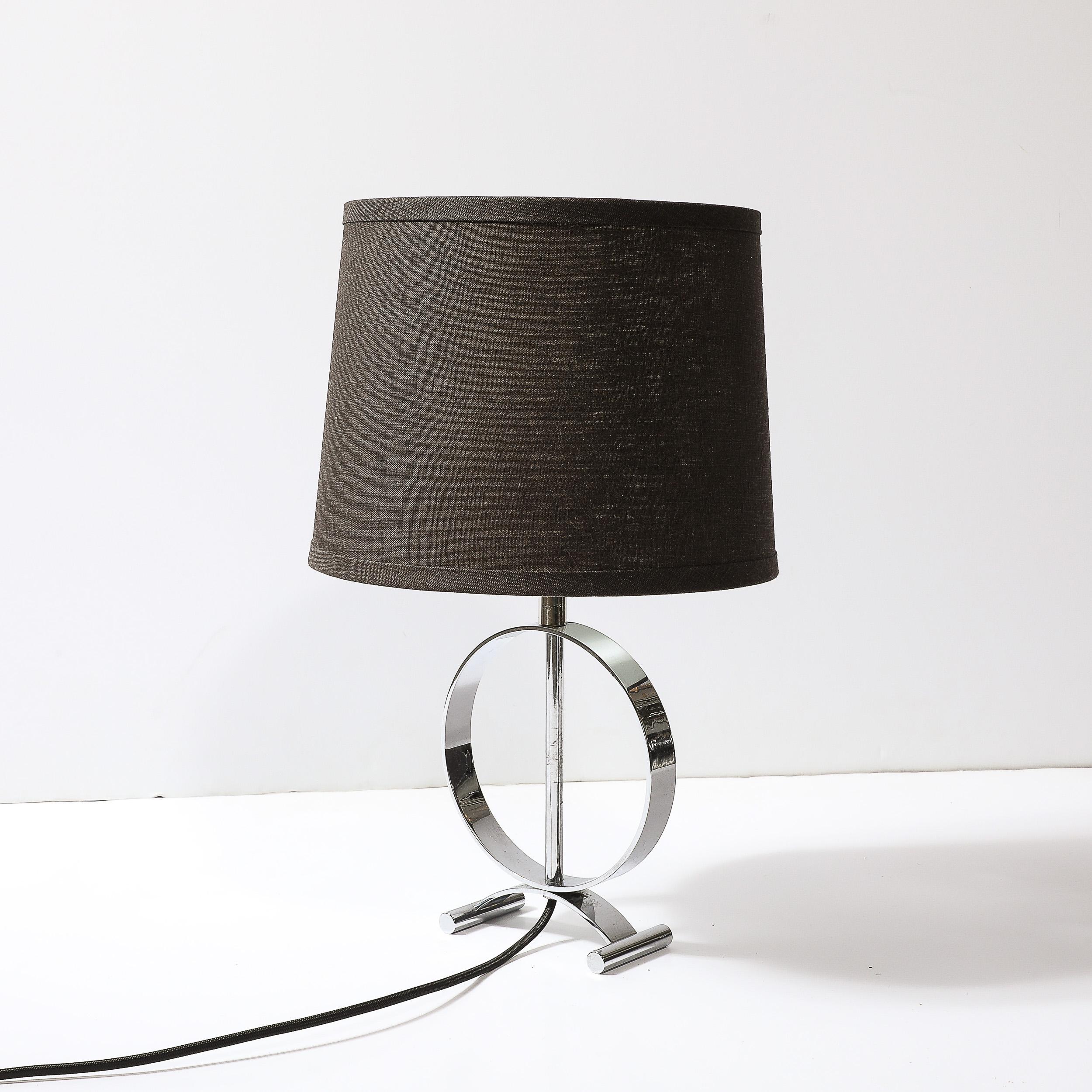 Art Deco Open Form Machine Age Table Lamp in Chrome For Sale 2