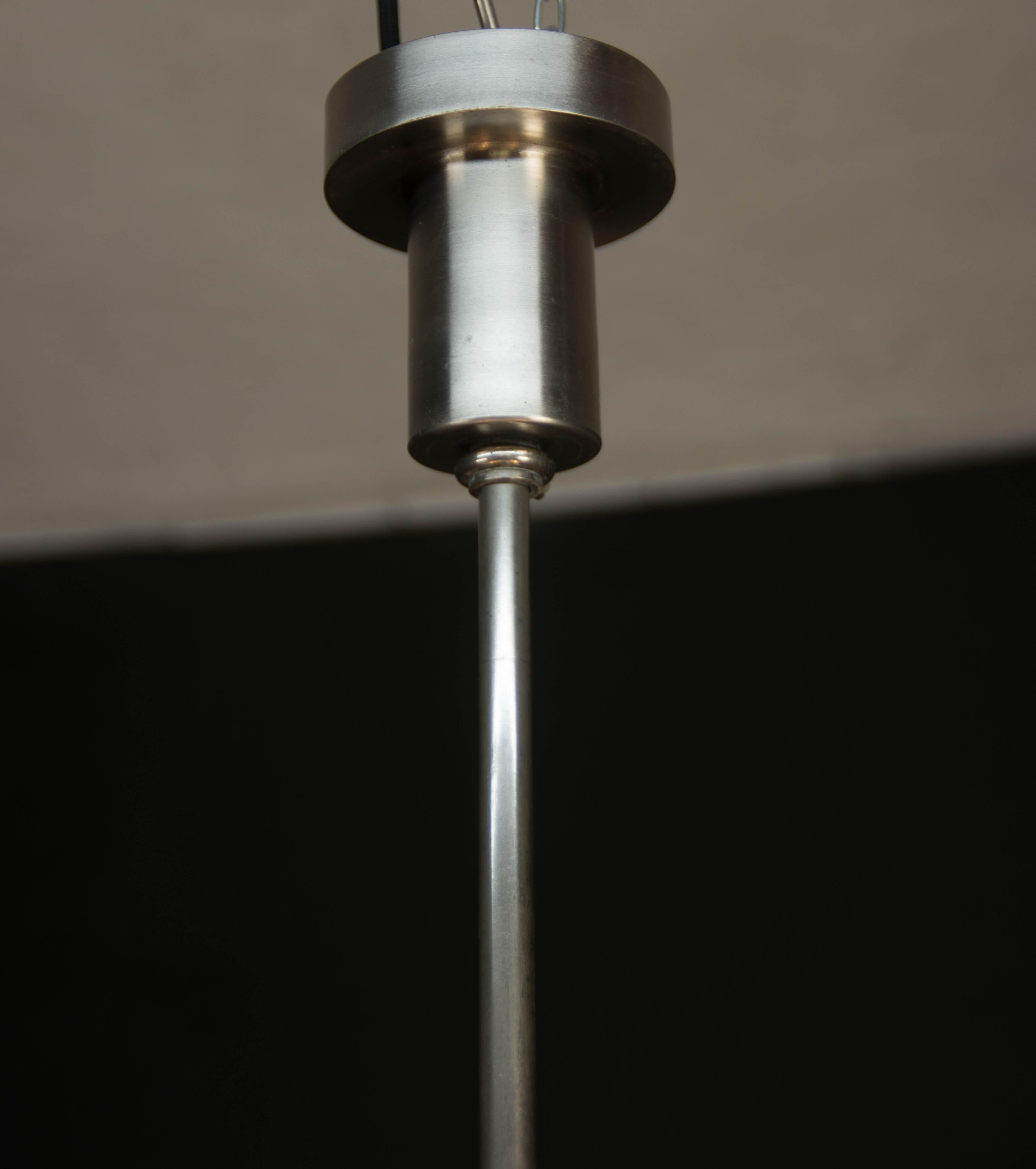 Art Deco or Bauhaus Nickel-Plated 4-Flamming Chandelier, 1920s For Sale 4