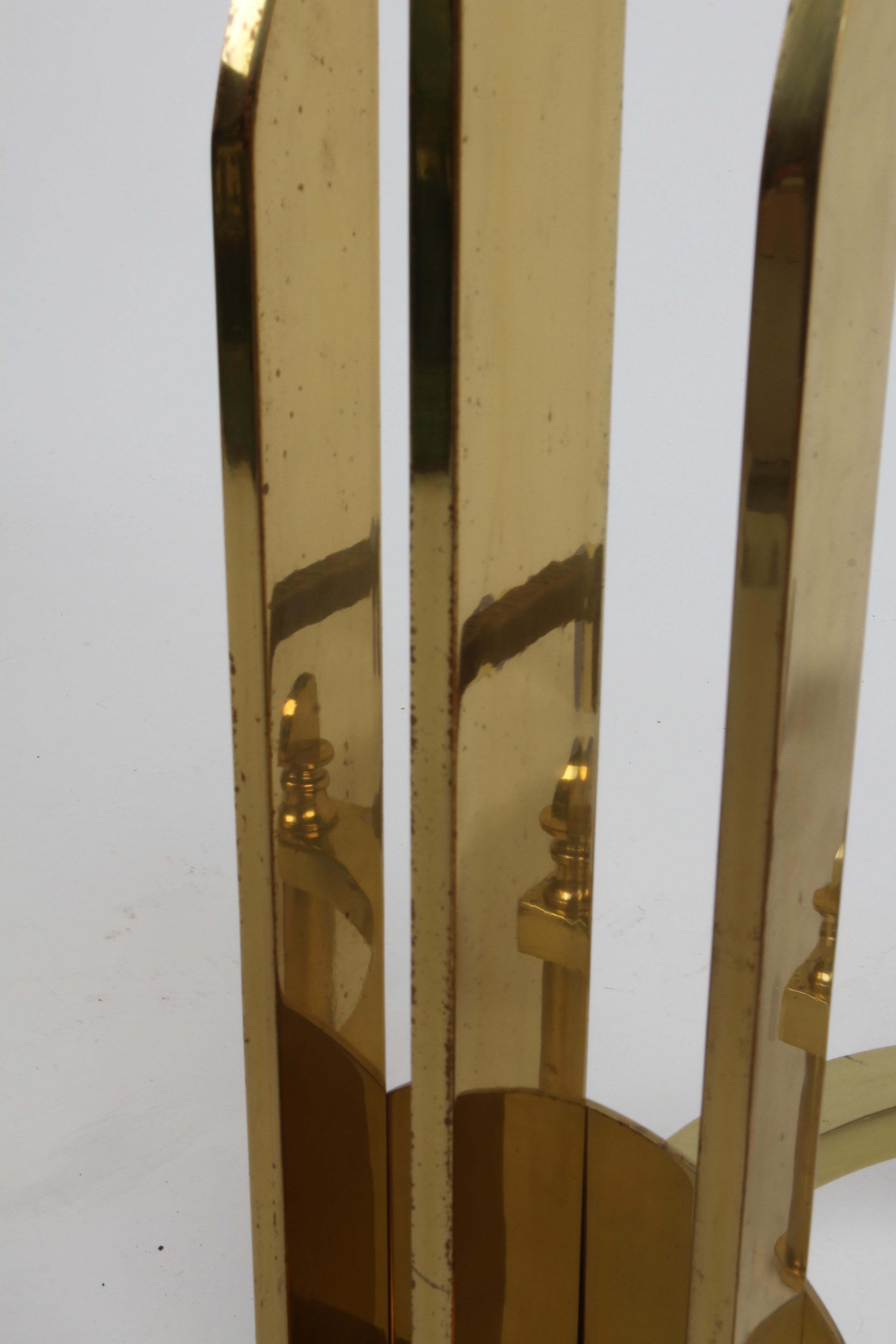 Mid-20th Century Art Deco or Machine Age Donald Deskey Style Solid Brass Streamlined Andirons  For Sale