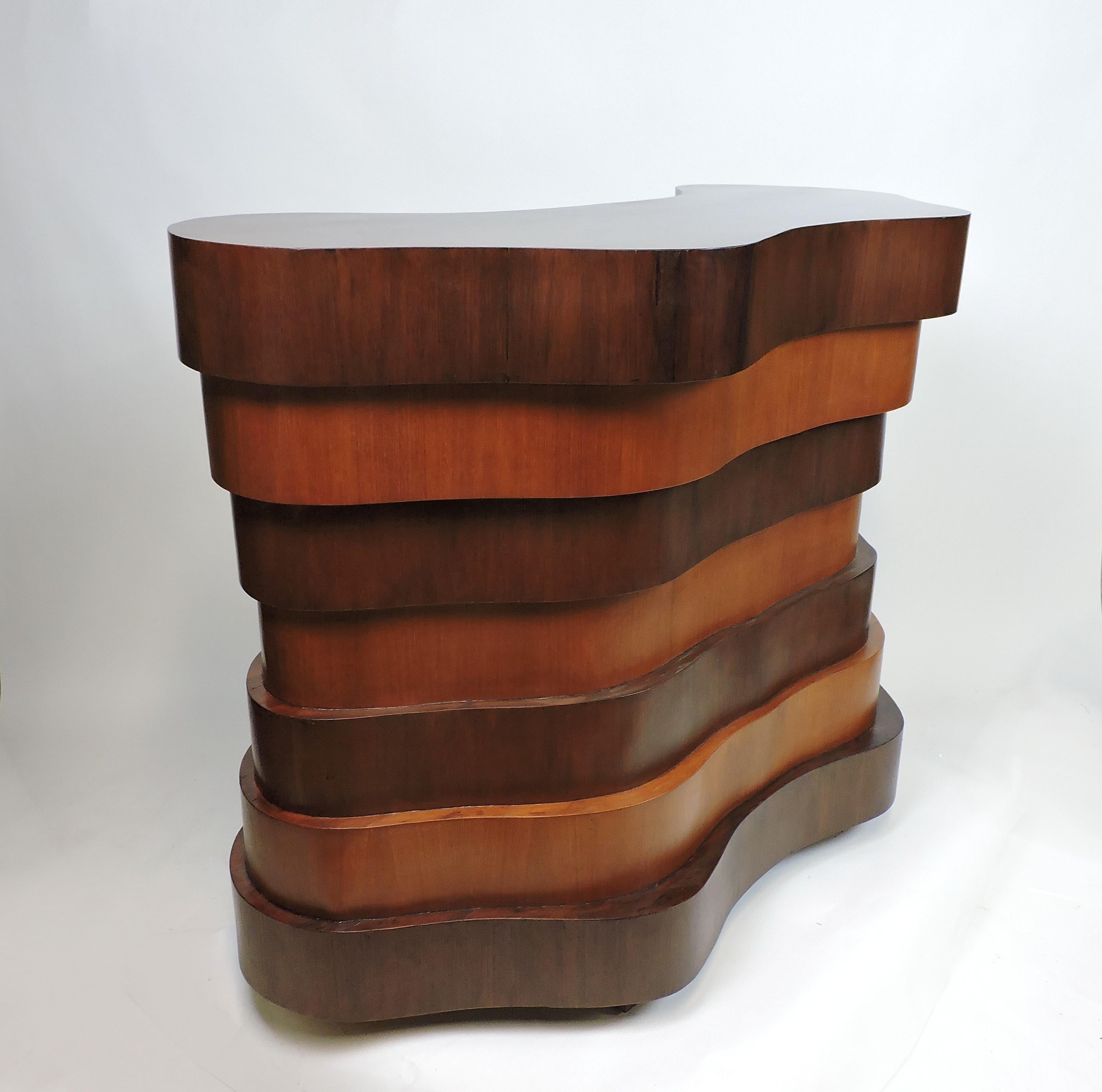 Art Deco or Mid-Century Modern Curved and Wavy Stacked Biomorphic Dry Bar 4