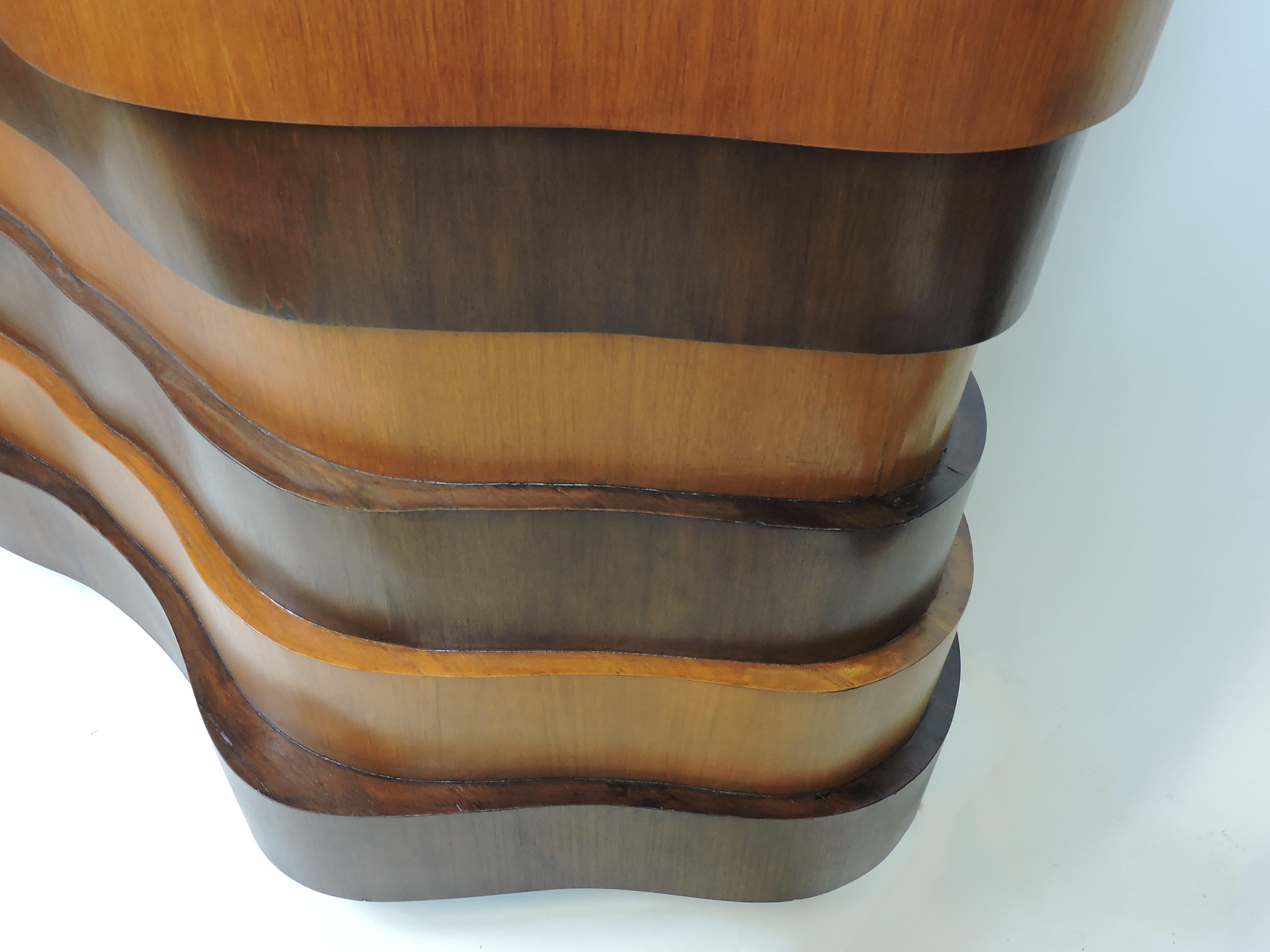 Art Deco or Mid-Century Modern Curved and Wavy Stacked Biomorphic Dry Bar 7