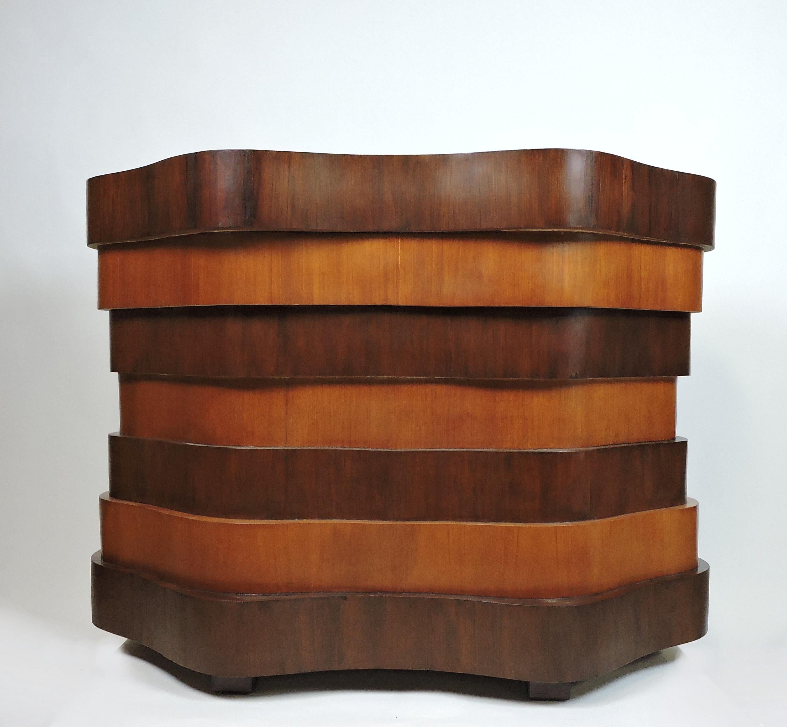Art Deco or Mid-Century Modern Curved and Wavy Stacked Biomorphic Dry Bar 9
