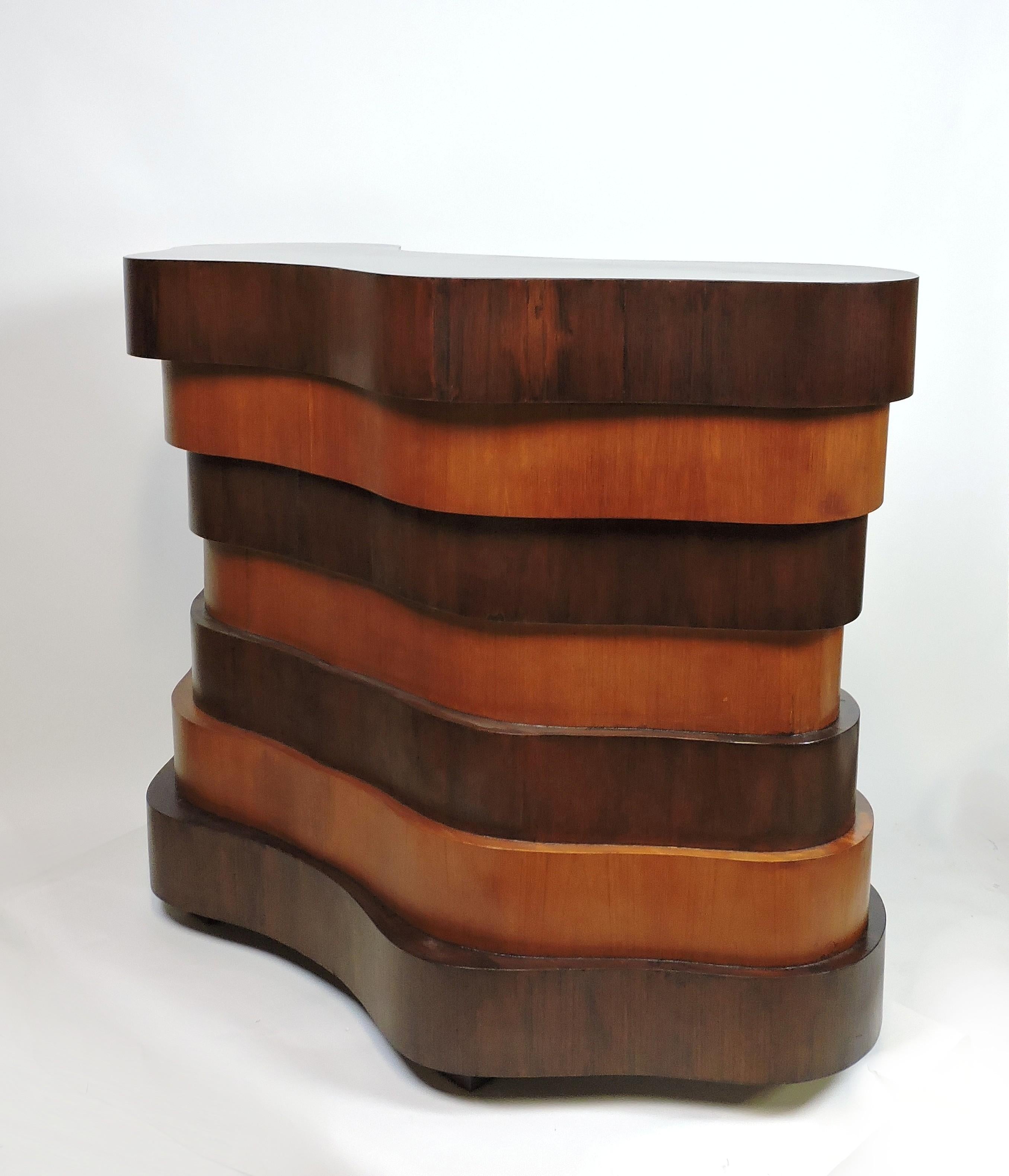 Unknown Art Deco or Mid-Century Modern Curved and Wavy Stacked Biomorphic Dry Bar