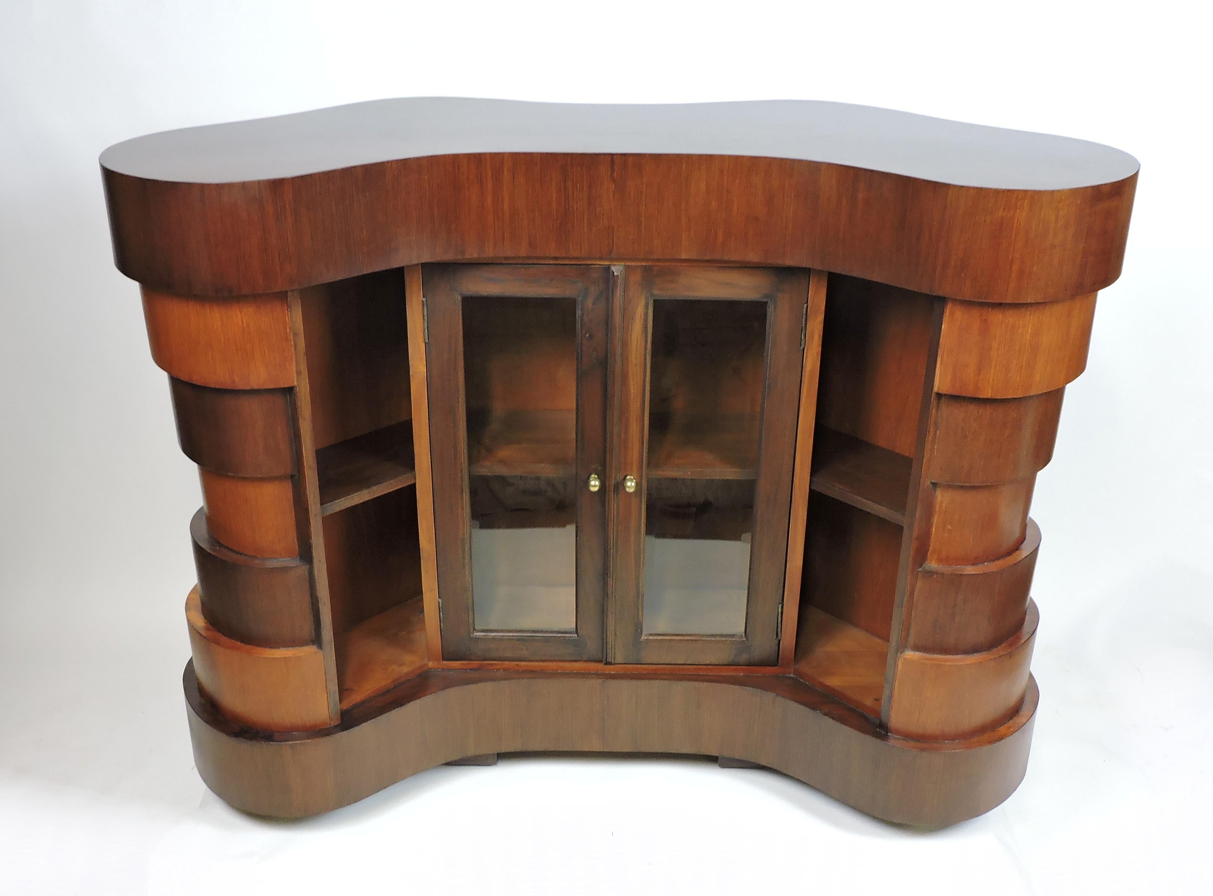 Art Deco or Mid-Century Modern Curved and Wavy Stacked Biomorphic Dry Bar In Good Condition In Chesterfield, NJ