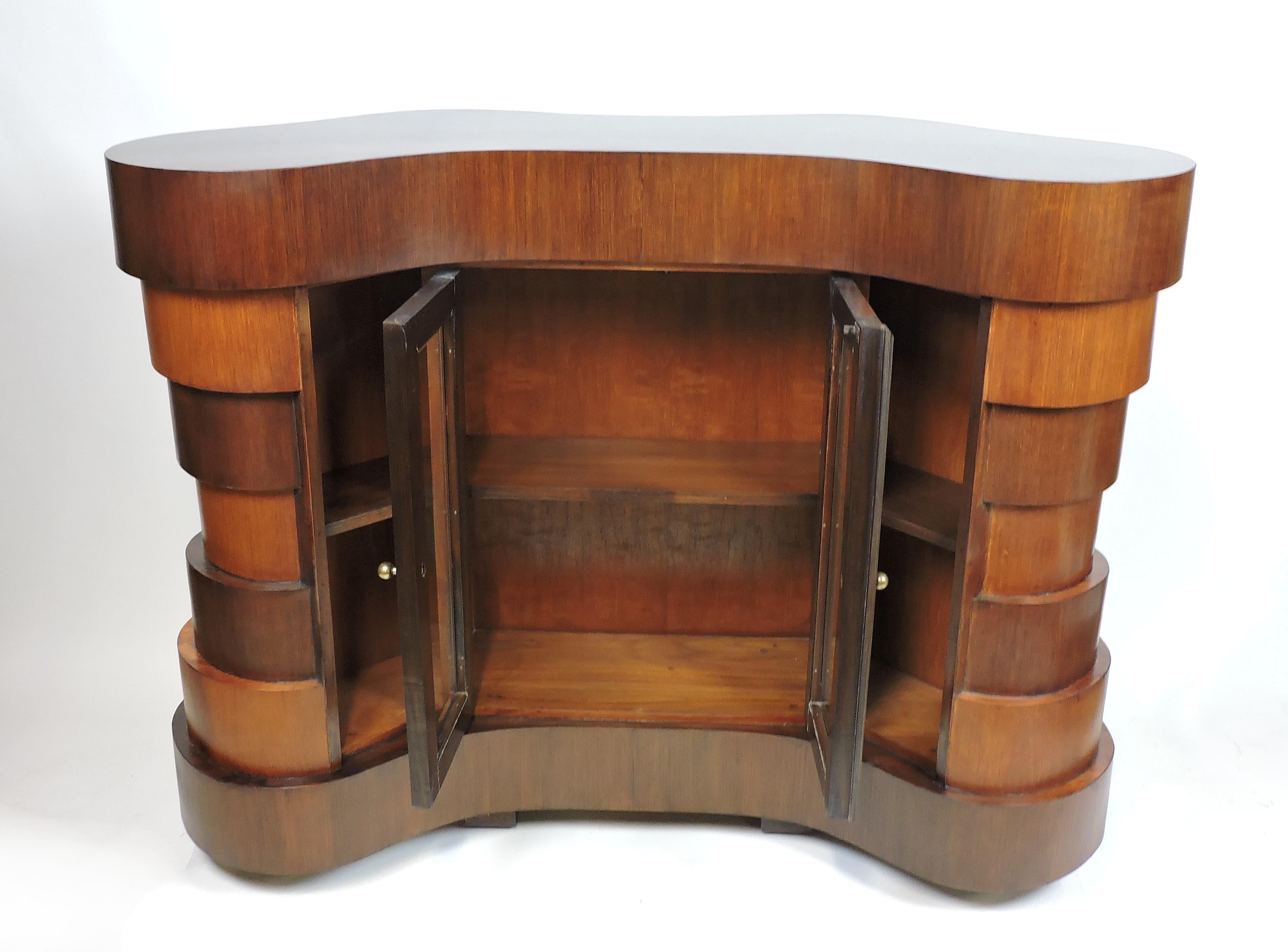 Mid-20th Century Art Deco or Mid-Century Modern Curved and Wavy Stacked Biomorphic Dry Bar