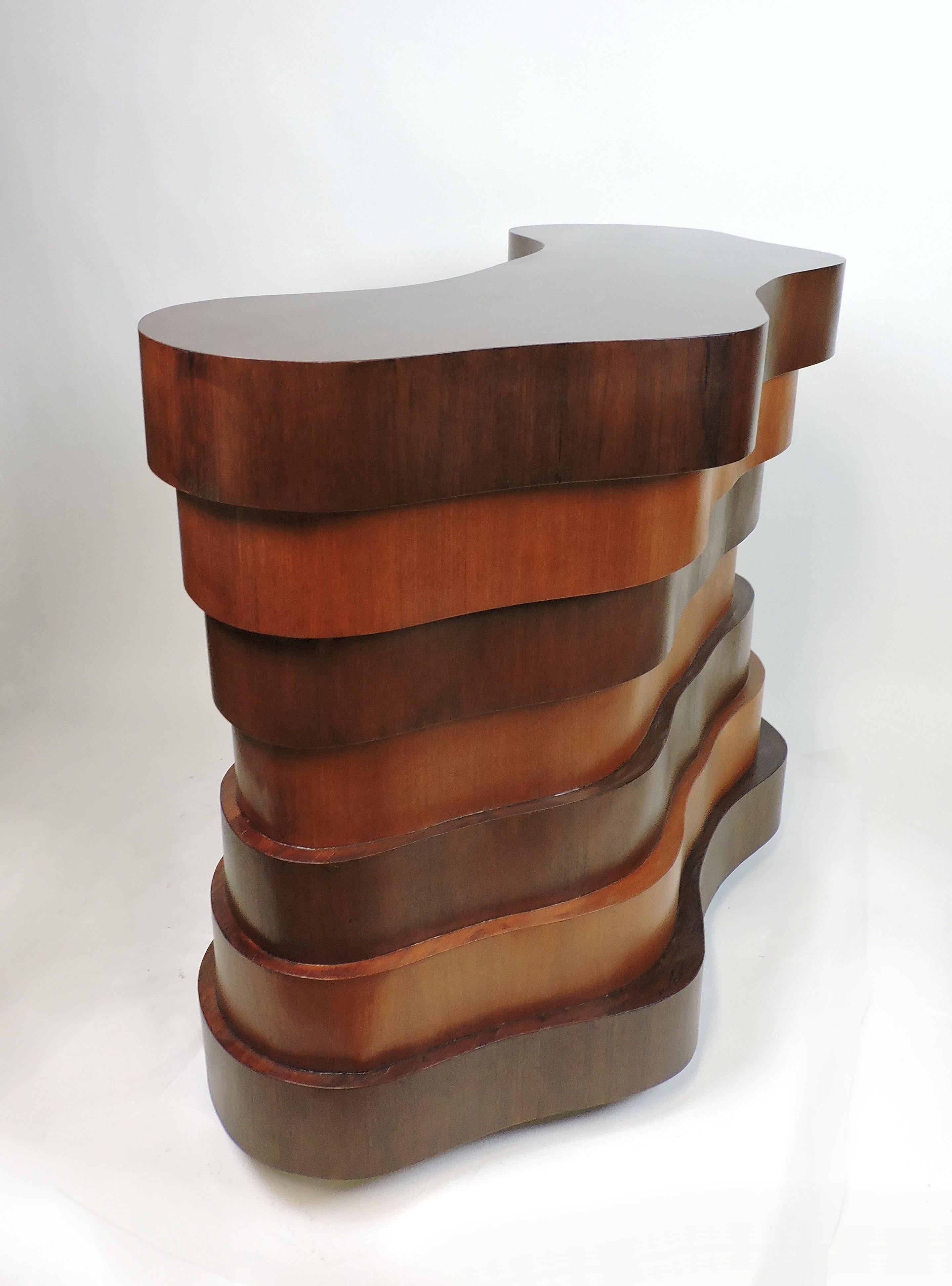 Art Deco or Mid-Century Modern Curved and Wavy Stacked Biomorphic Dry Bar 3