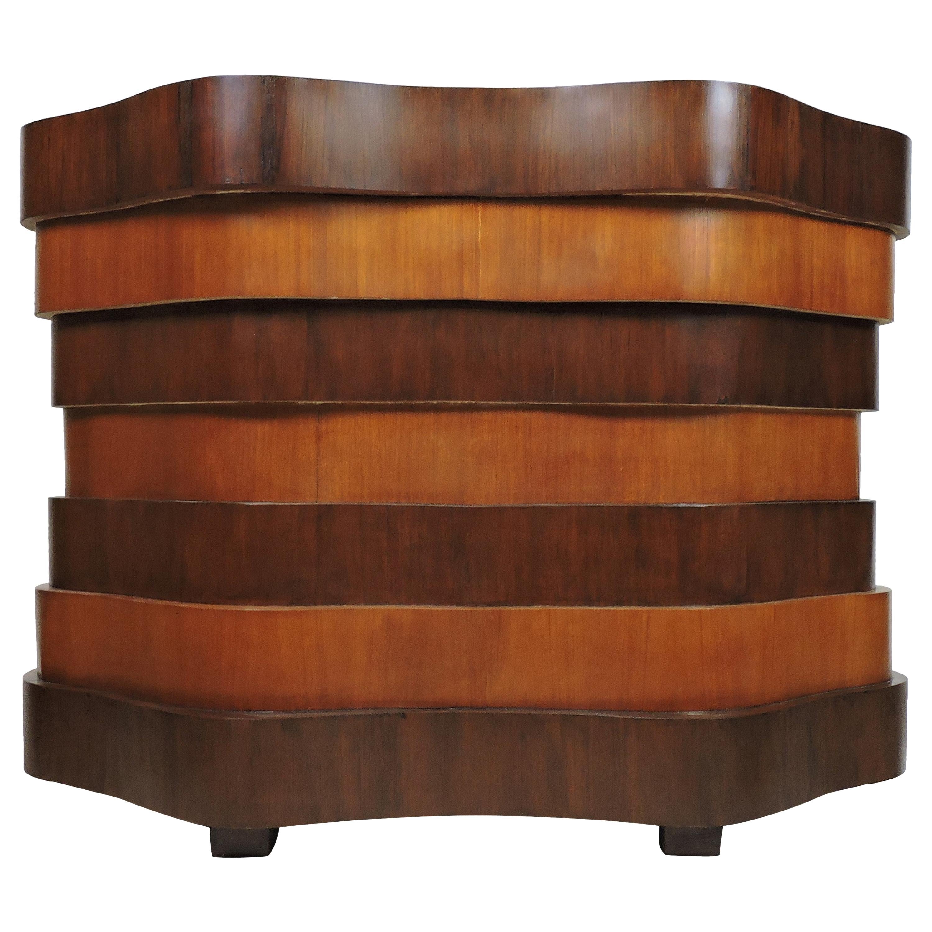 Art Deco or Mid-Century Modern Curved and Wavy Stacked Biomorphic Dry Bar