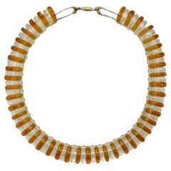 Art Deco Orange and Clear Glass Necklace Collar