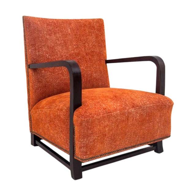 Art Deco Orange Armchair, 1960s at 1stDibs