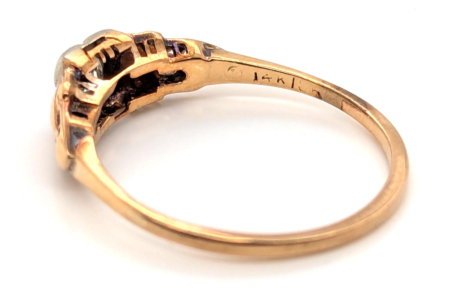 Bague de fiançailles Art Déco avec diamant Orange Blossom .18ct Mined Original 1930's Excellent état - En vente à Dearborn, MI