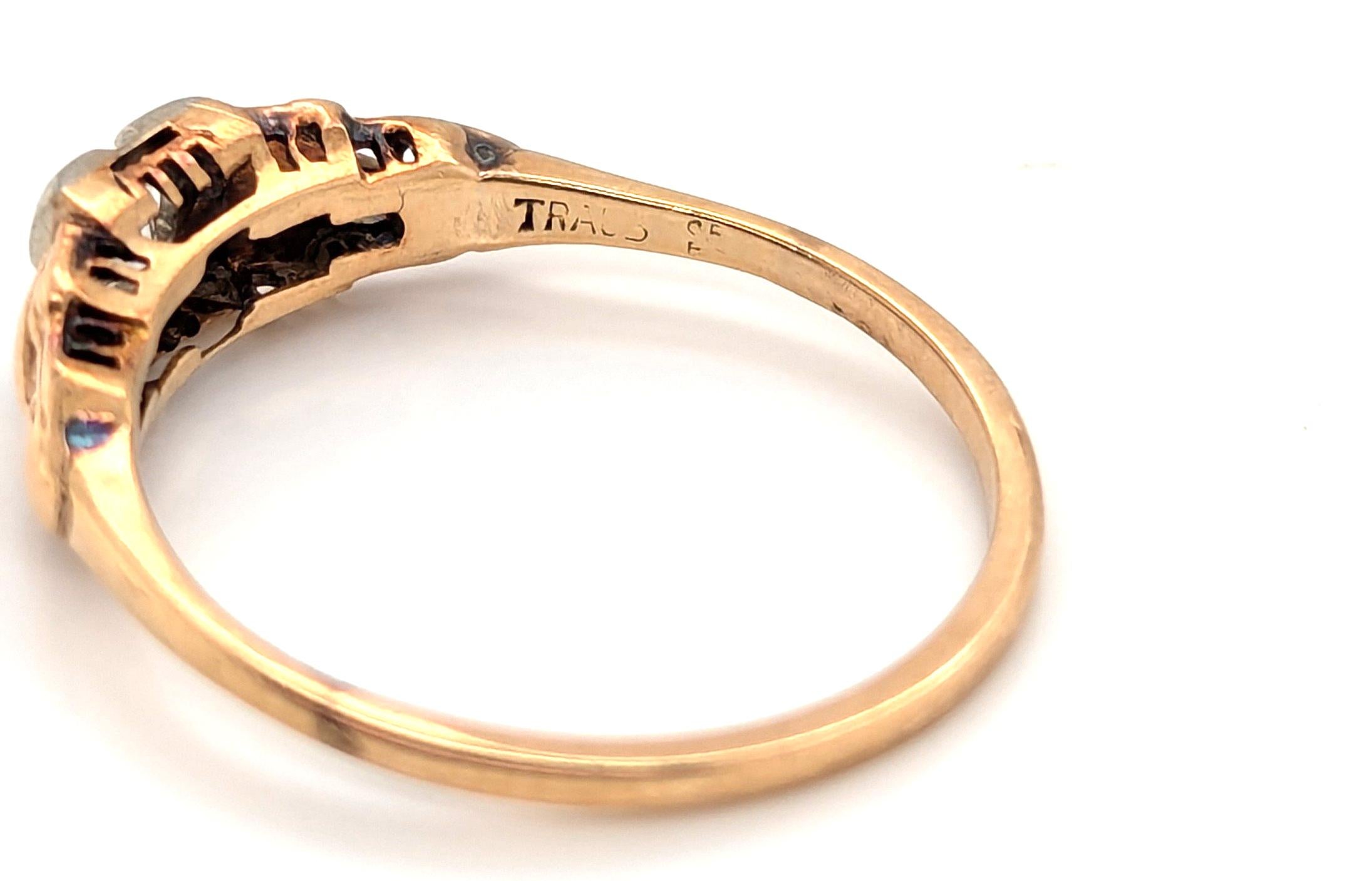 Bague de fiançailles Art Déco avec diamant Orange Blossom .18ct Mined Original 1930's Pour femmes en vente