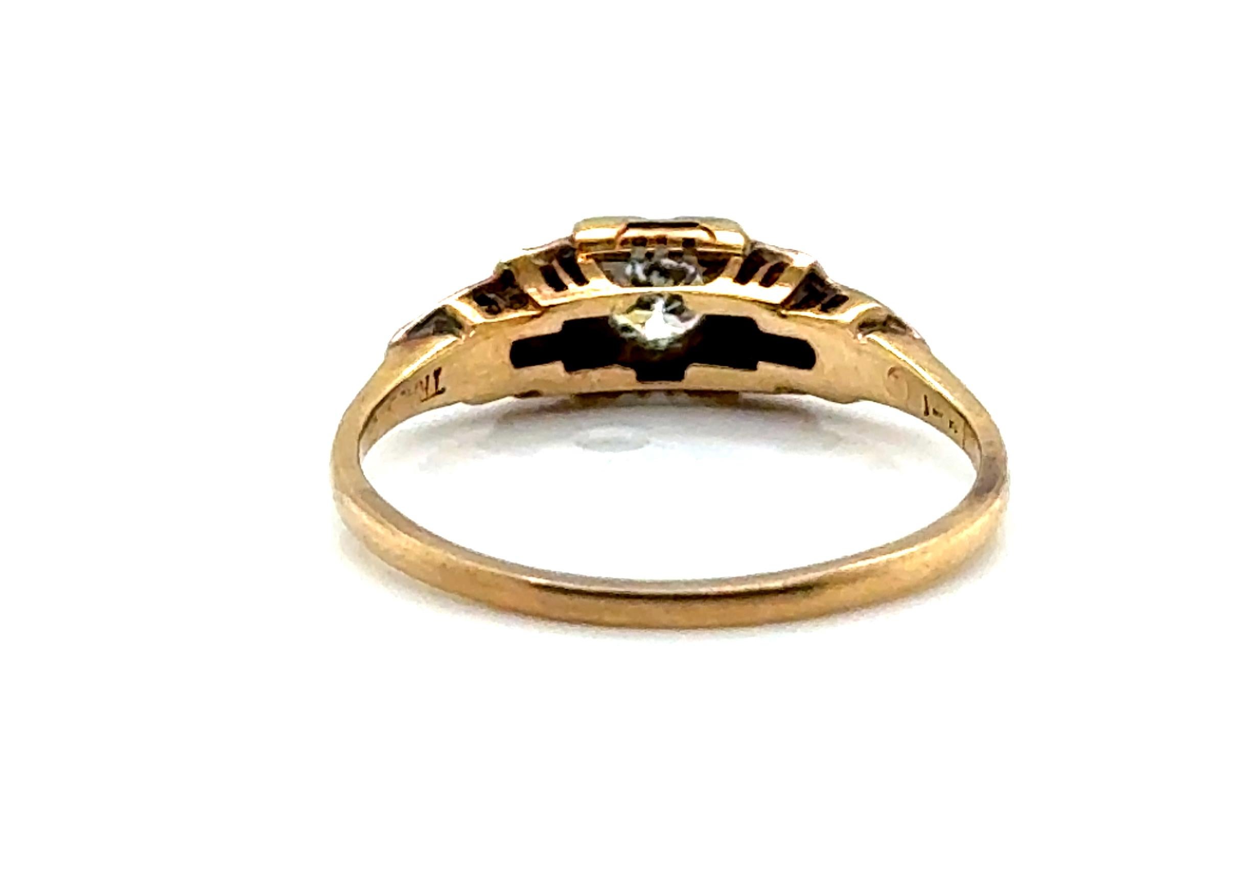 Bague de fiançailles Art Déco avec diamant Orange Blossom .18ct Mined Original 1930's en vente 1