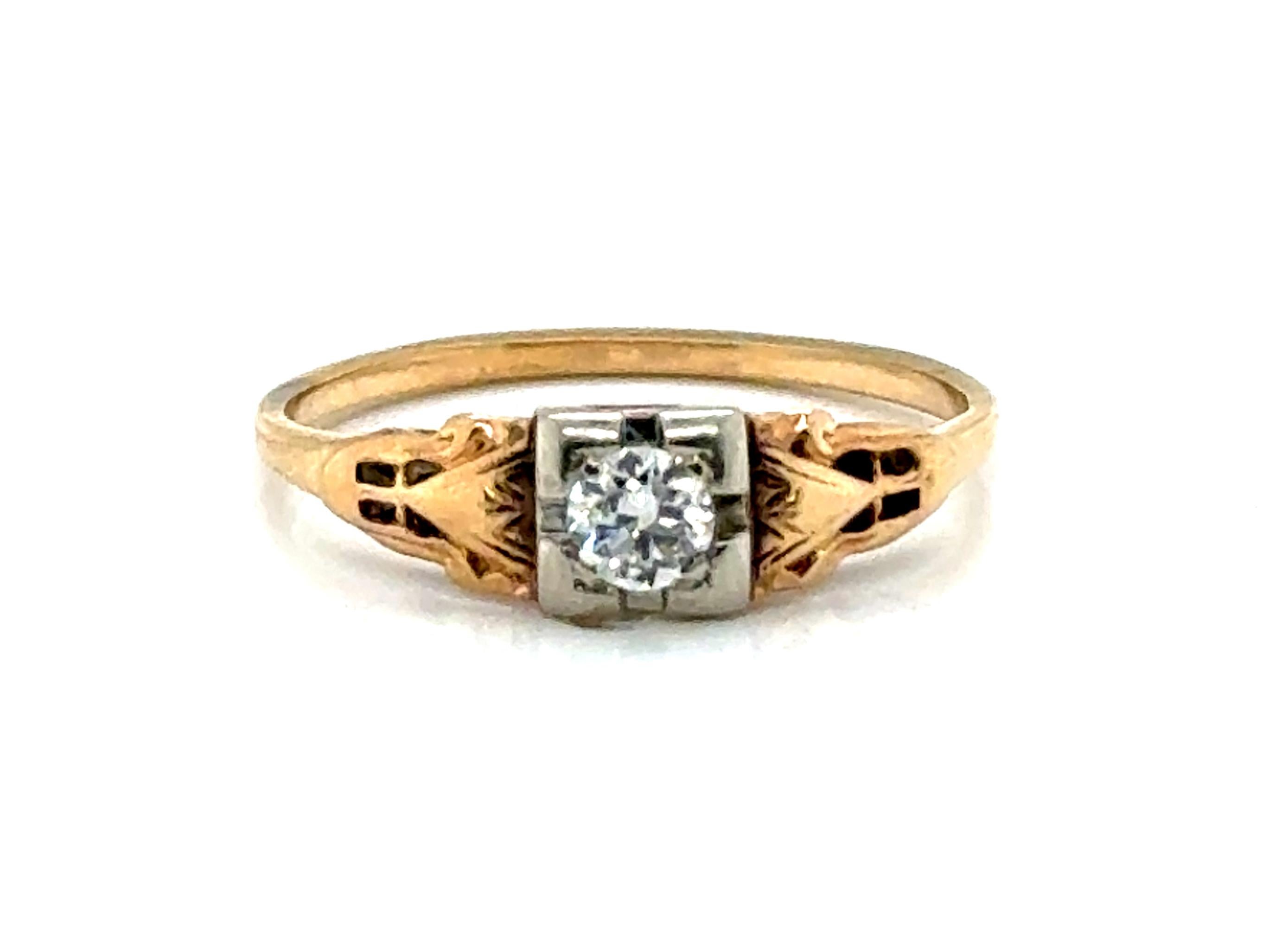 Bague de fiançailles Art Déco avec diamant Orange Blossom .18ct Mined Original 1930
s