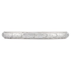 Art Deco Orange Blossom Engraved Wedding Band in Platinum
