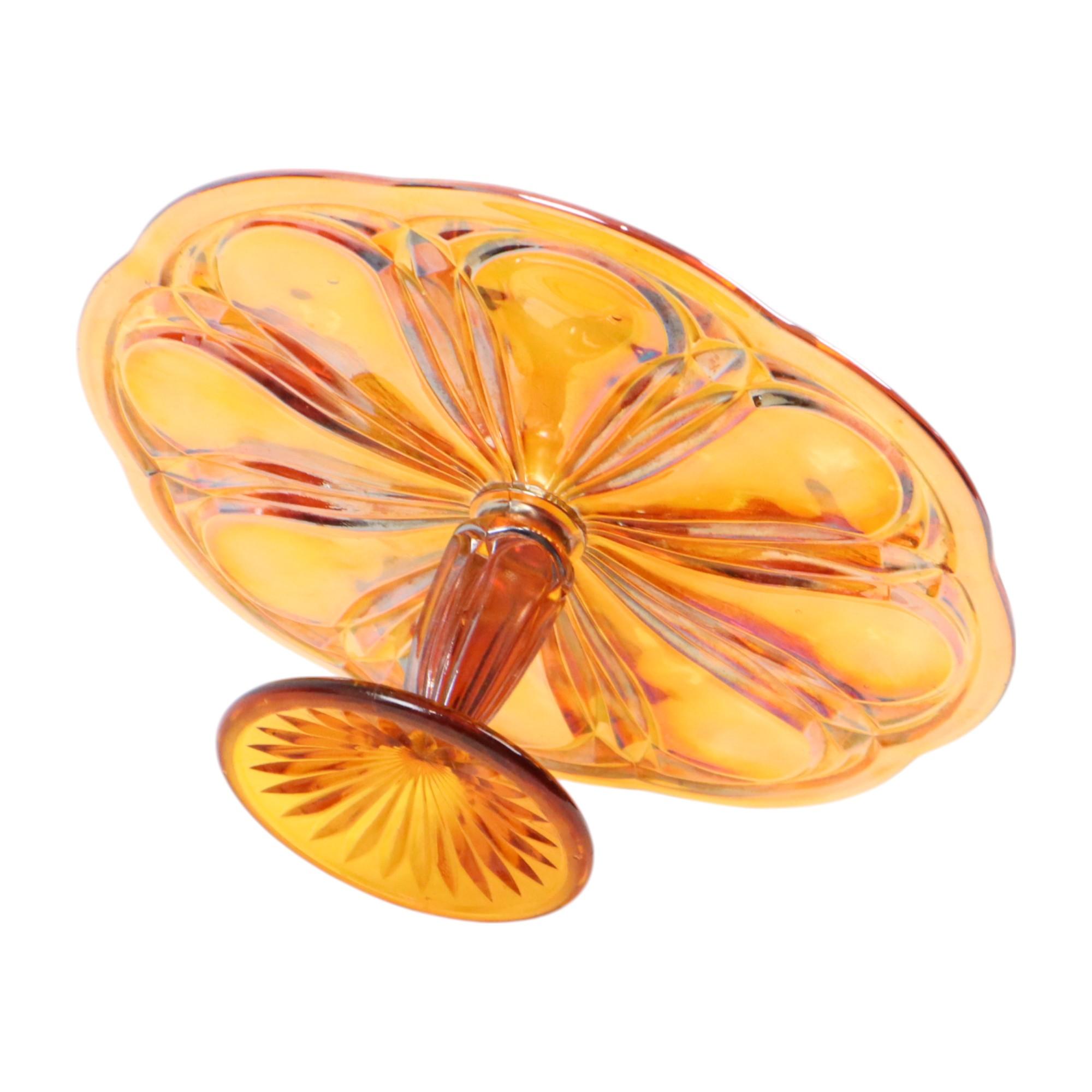 Plato para tarta Art Decó Naranja Madreperla Pastelería Vidrio de la Depresión en venta 5