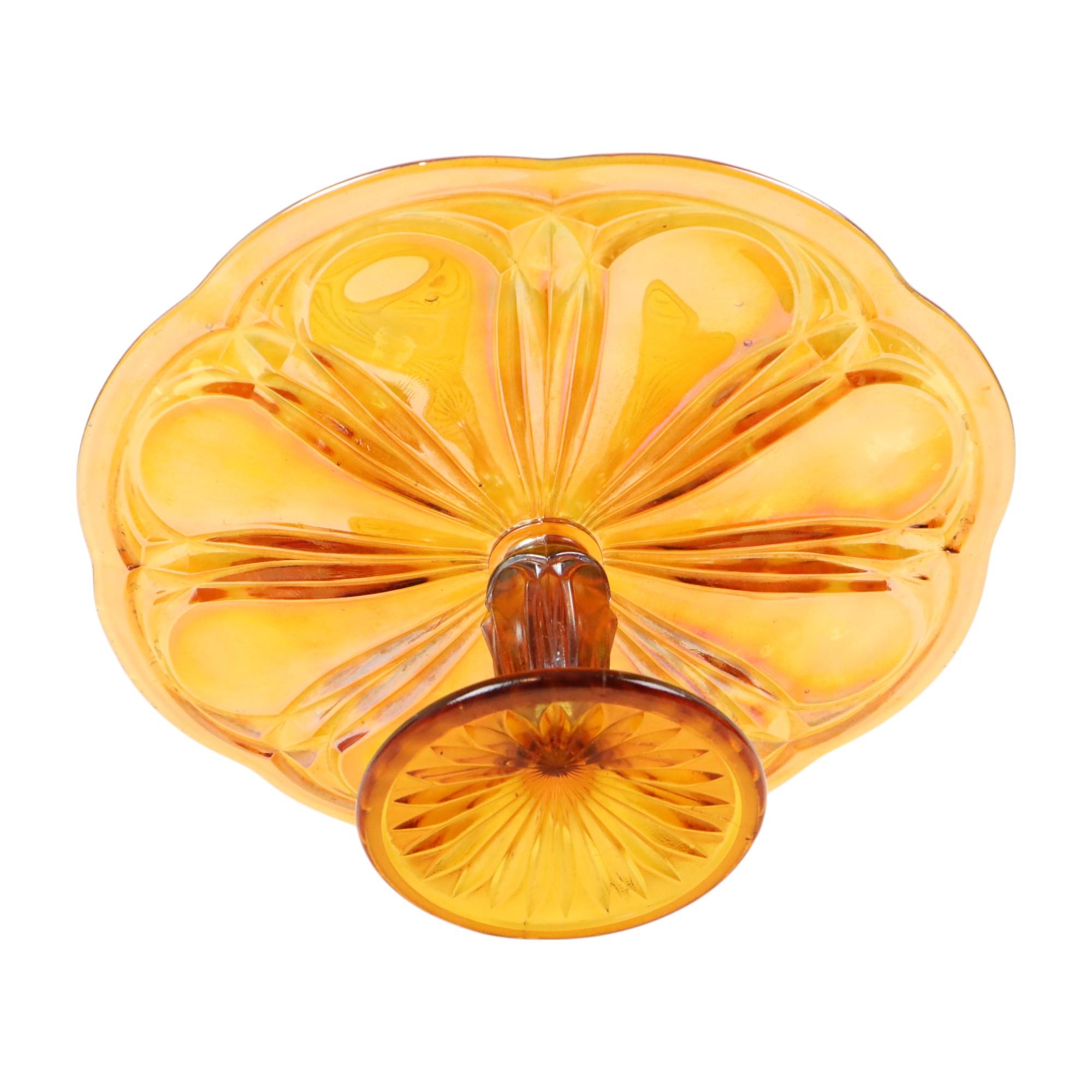 Plato para tarta Art Decó Naranja Madreperla Pastelería Vidrio de la Depresión en venta 6