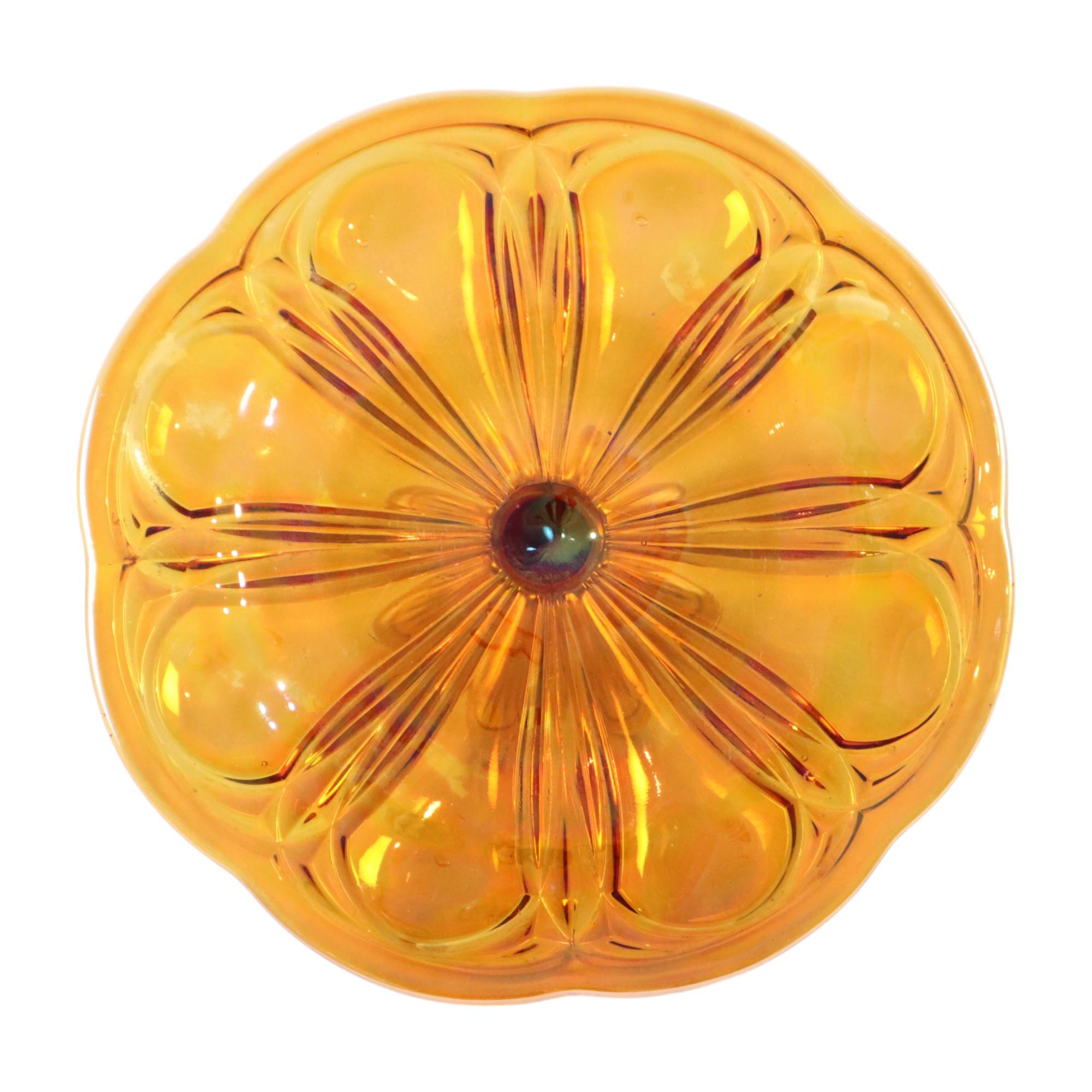Plato para tarta Art Decó Naranja Madreperla Pastelería Vidrio de la Depresión en venta 4