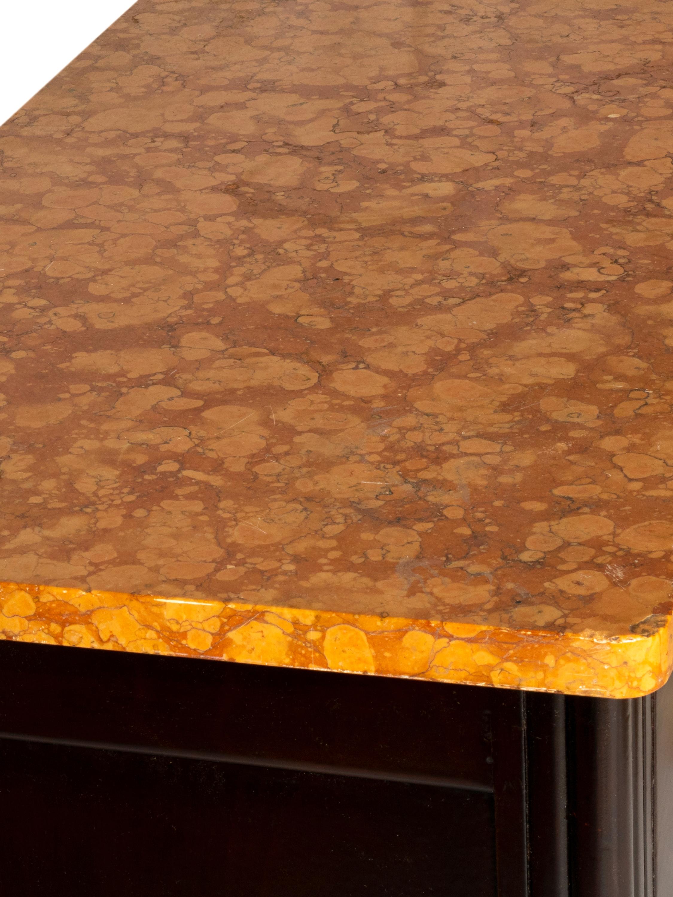 Art Deco Orange Marble, Off White Chocolate Brown Commode, 20th Century For Sale 3