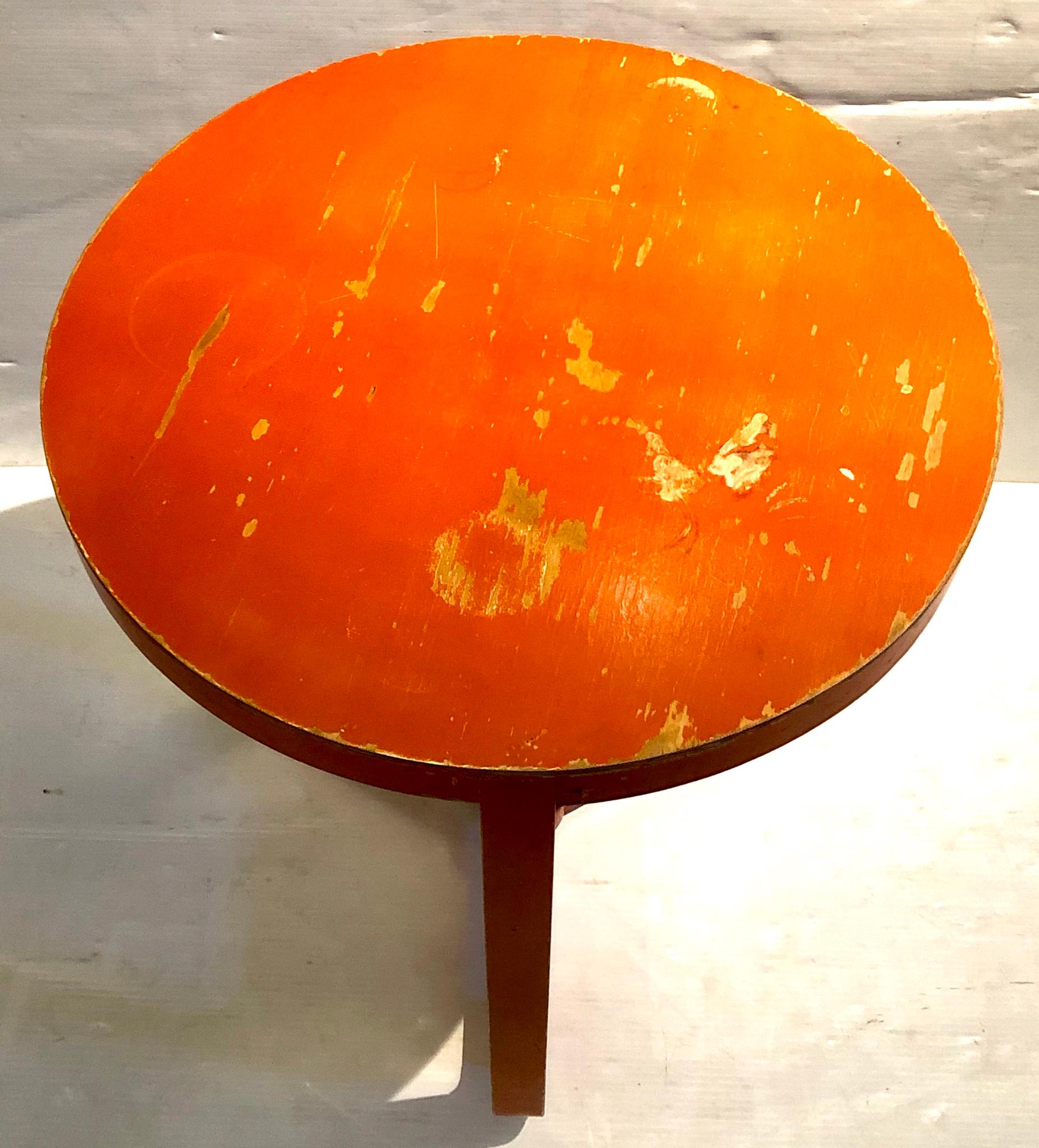 20th Century Art Deco Orange Patina Small Round Dutch Cocktail Table