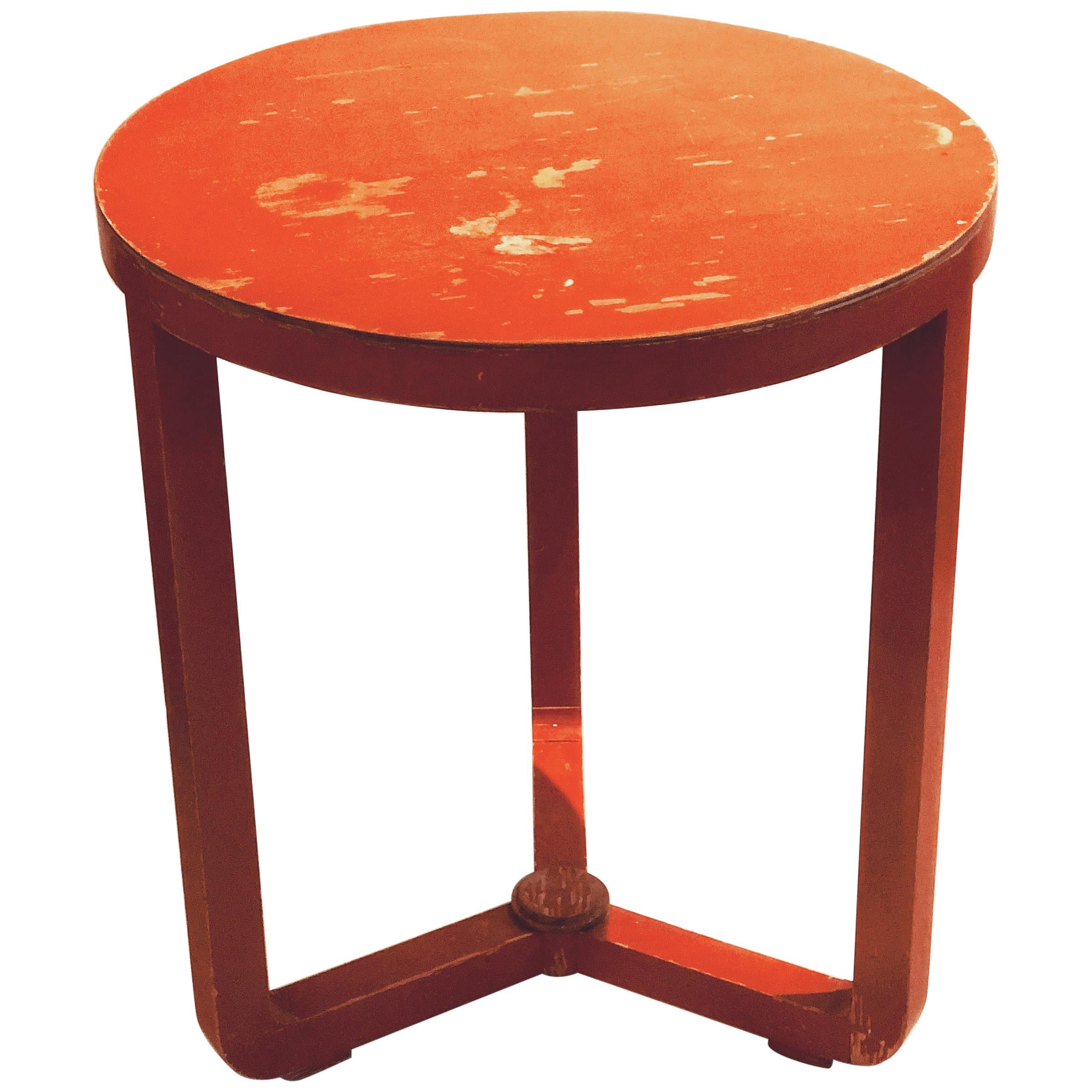 Art Deco Orange Patina Small Round Dutch Cocktail Table