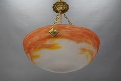Art Deco Orange Pendant Light by G.V. de Croismare, Muller Frères, France, 1920s