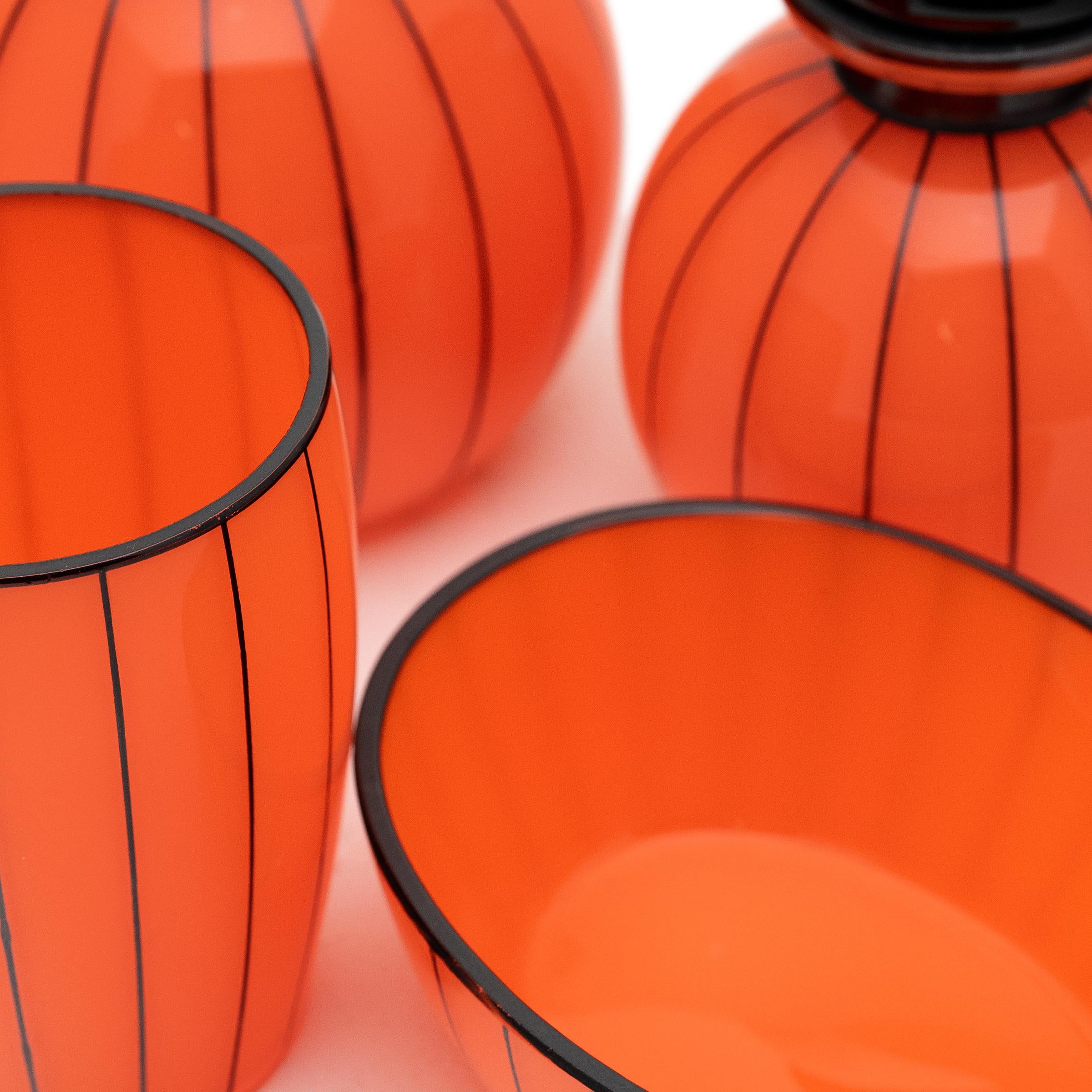 Art Deco Orange Tango Glass Set by Michael Powolny for Loetz, c. 1920 In Good Condition For Sale In Chicago, IL
