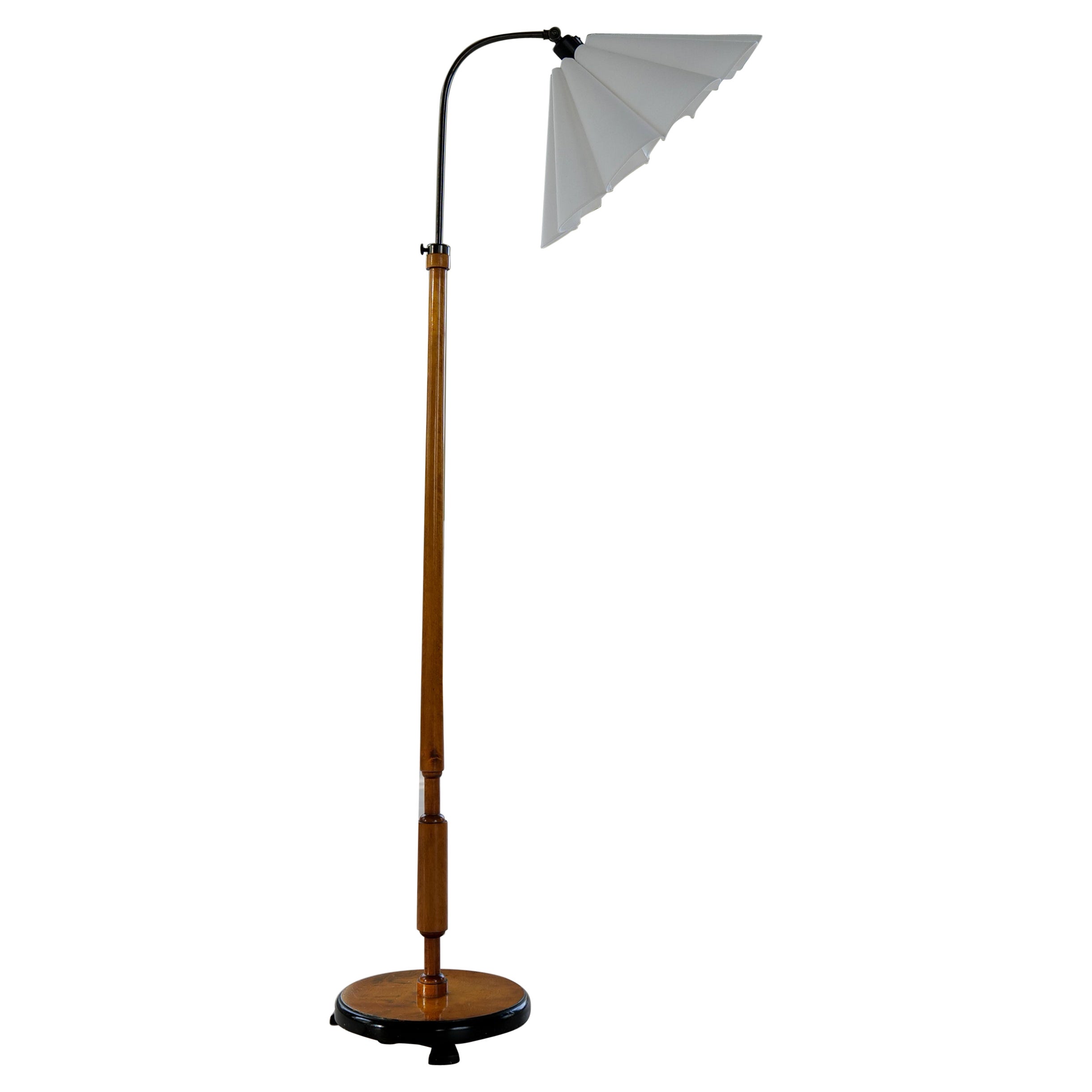 Art Deco Organic Floor Lamp in Stained Birch Sweden, 1930s