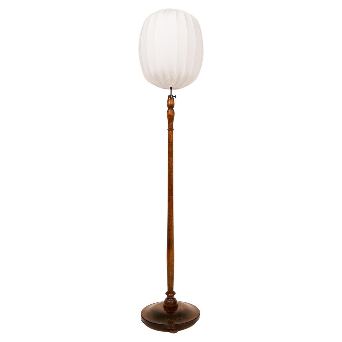 Art Deco Organic Floor Lamp in Stained Birch Sweden, 1930s For Sale