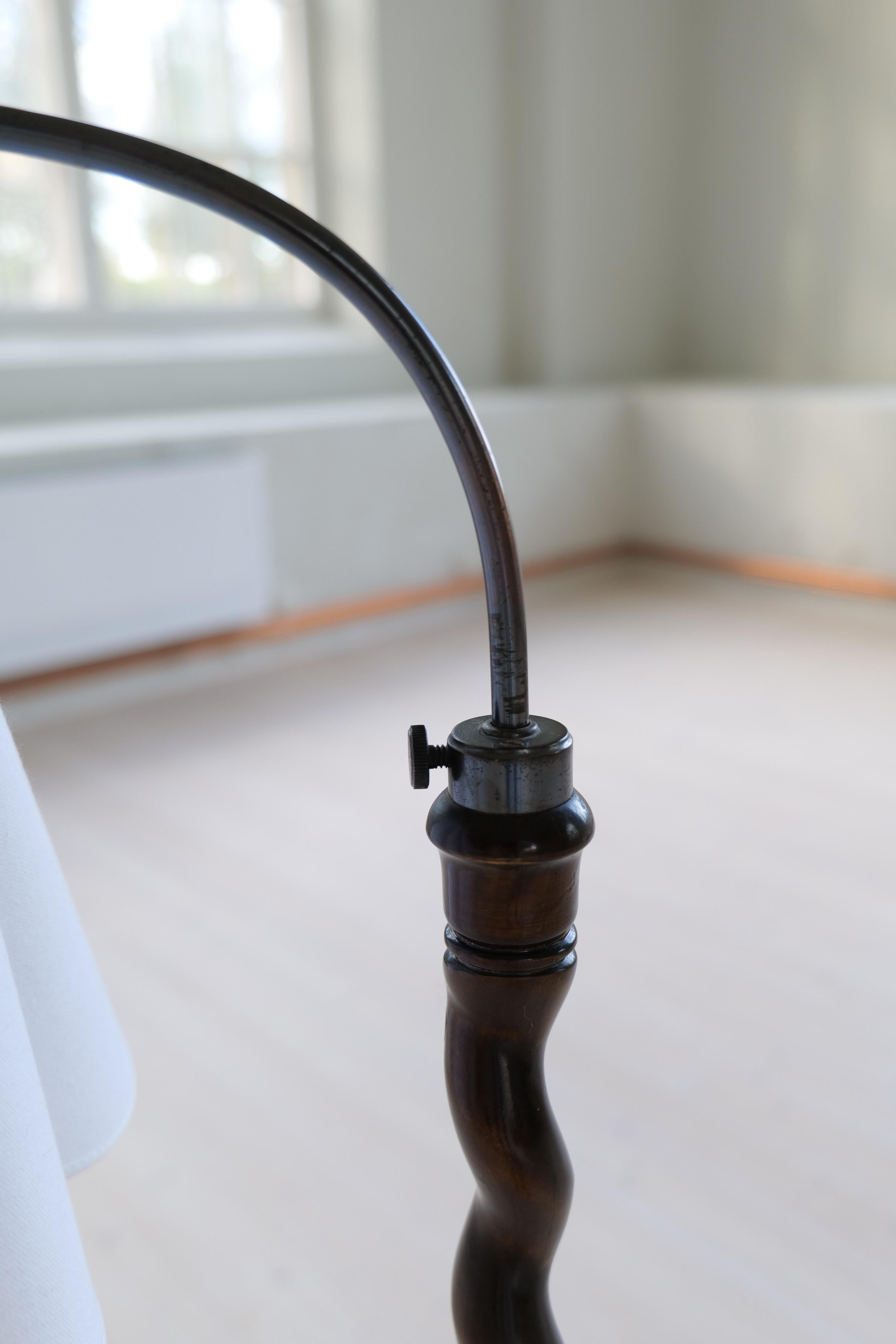 Art Deco Organic Swirl Floor Lamp in Stained Birch Sweden, 1940s For Sale 5