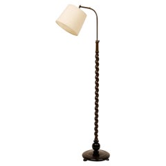 Art Deco Organic Swirl Floor Lamp in Stained Birch Sweden, 1940s