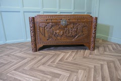 Art Deco Oriental Carved Campher Wood Truhe