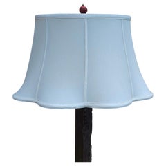 Art-Deco Oriental Style Hand-Carved Wood Floor Lamp