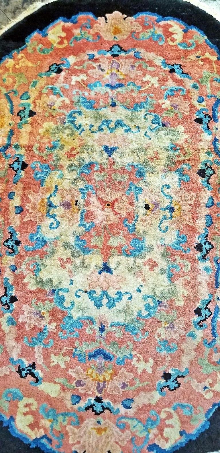 Chinese Art Deco Oriental Style Small Floor Rug by Helen Fette For Sale
