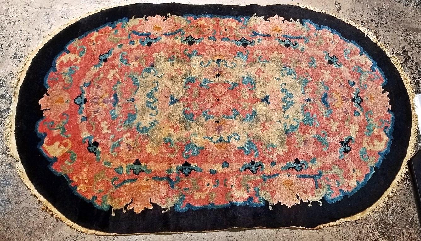 Woven Art Deco Oriental Style Small Floor Rug by Helen Fette For Sale