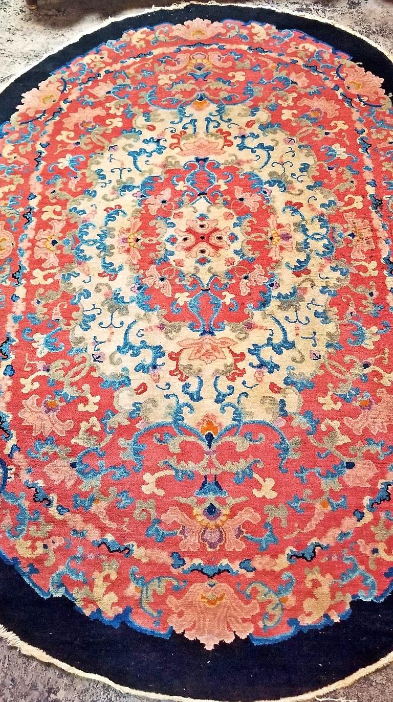 Art Deco Oriental Style Medium Floor Rug by Helen Fette In Good Condition For Sale In Dallas, TX