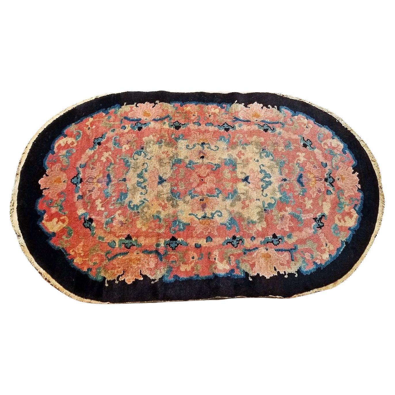 Art Deco Oriental Style Small Floor Rug by Helen Fette For Sale