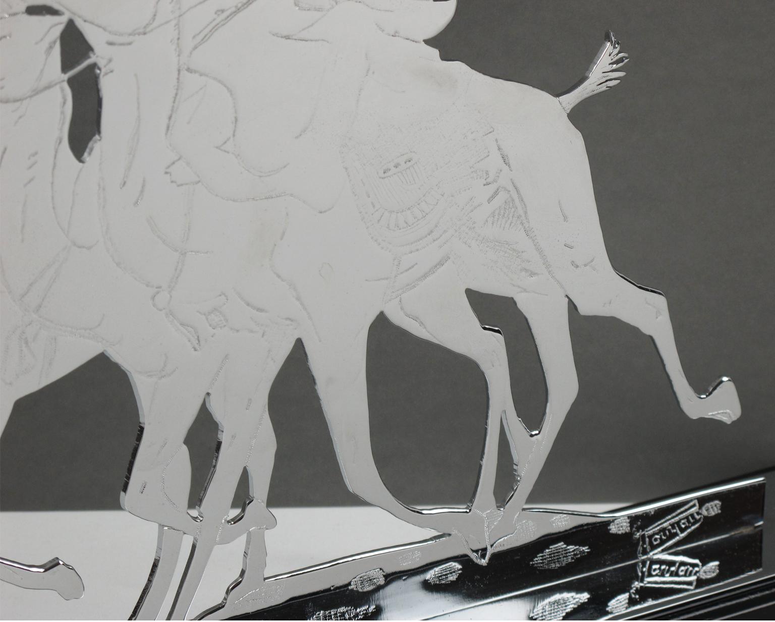 Sculpture Art Déco orientaliste chromée Riders on Camels, France, années 1930 en vente 3