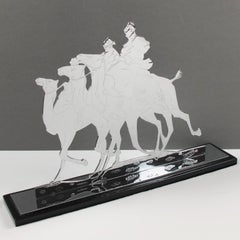 Art Deco Orientalist Chrome Sculpture Riders on Camels, France 1930s