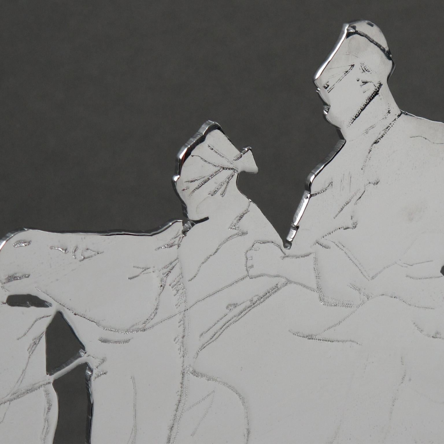 Orientalische verchromte Art-déco-Skulptur Reiter auf Kamelien, Frankreich 1930er Jahre im Angebot 1