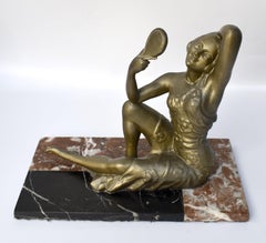 Art Deco originale 1930 Figura francese "La donna specchio"