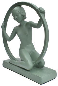 Art Deco Original 1930s 'Girl in Hoop' Figure, England