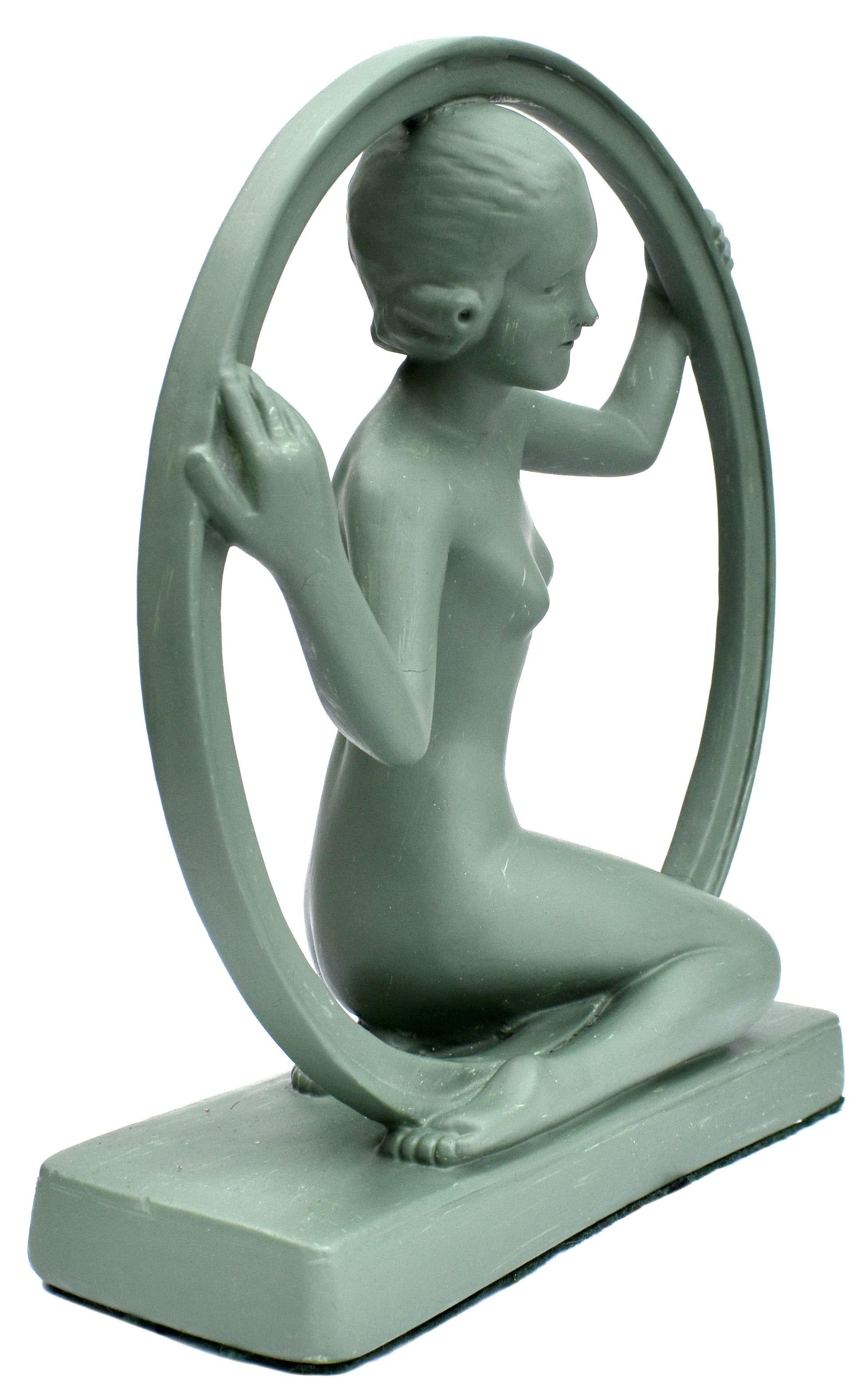 English Art Deco Original 1930s 'Girl in Hoop' Figure, England For Sale