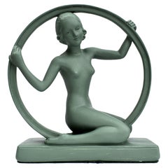 Art Deco Original 1930s 'Girl in Hoop' Figure, England