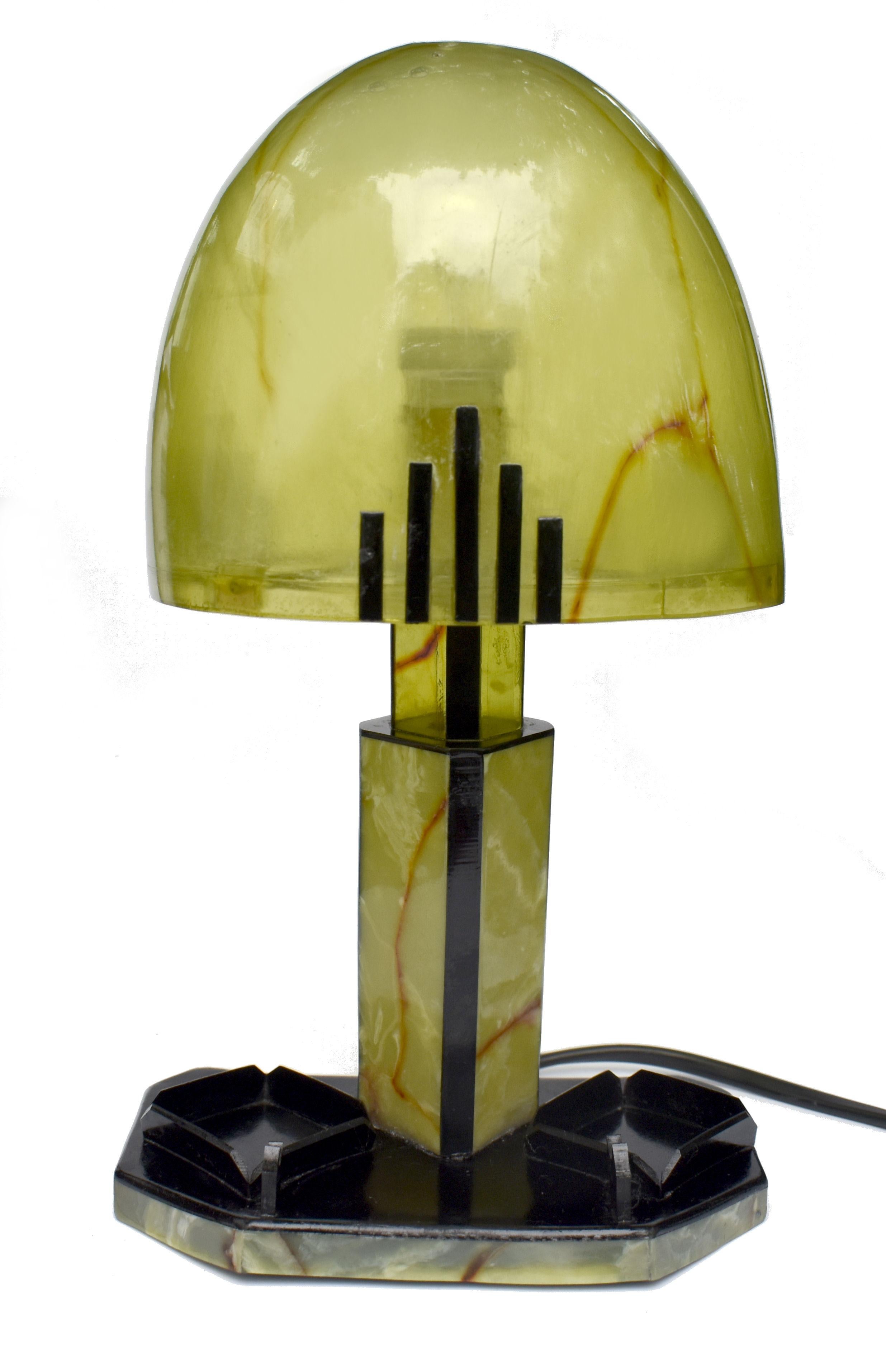Art Deco Original Acrylic & Celluloid Table Lamp, English, C1930 3