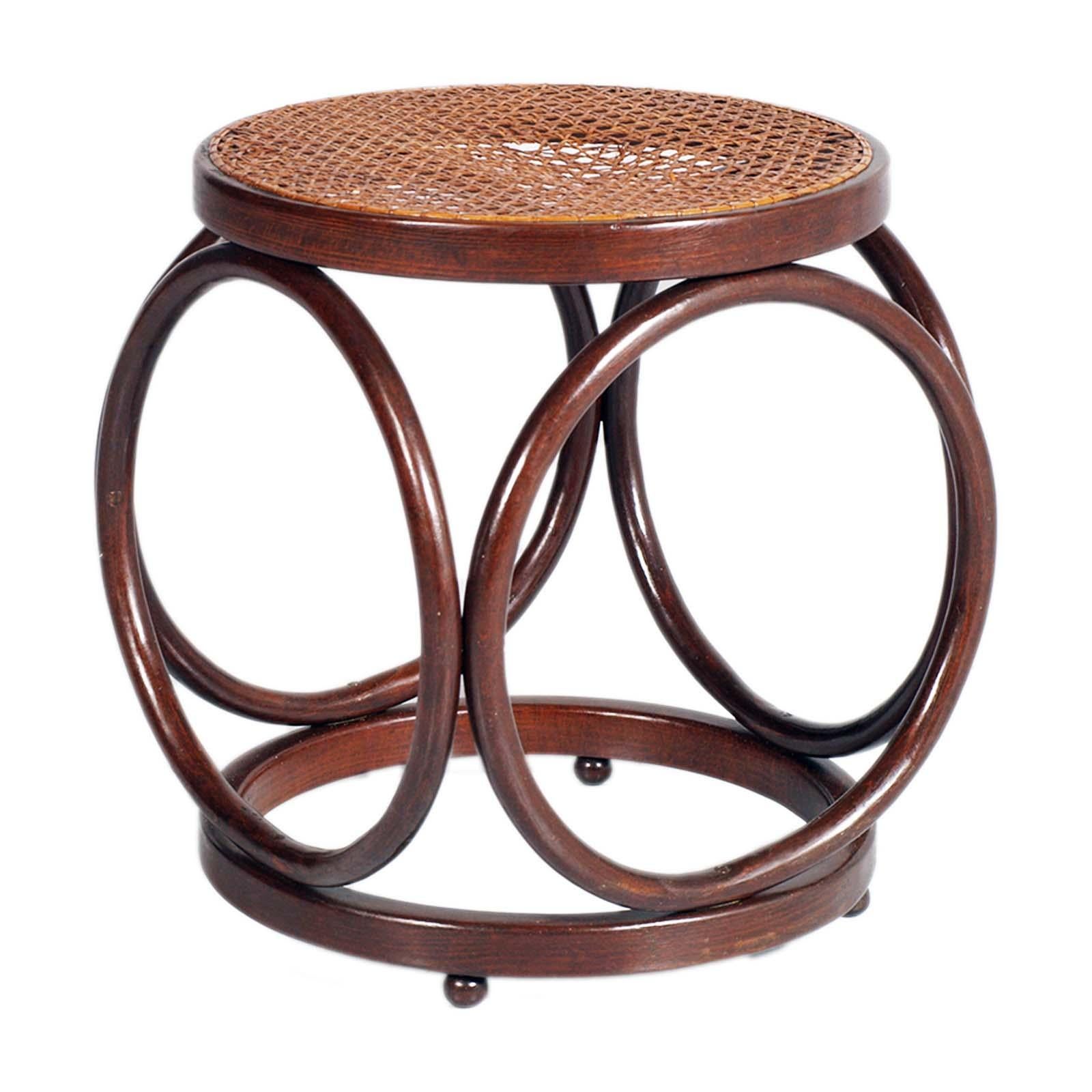
A original art deco Bentwood Stool or Table with Rattan Cane Top designed by Michael Thonet, with 4 spherical feet. Wax polished

The seat is still with its original rattan cane  still usable condition; upon request we can redo it again with an