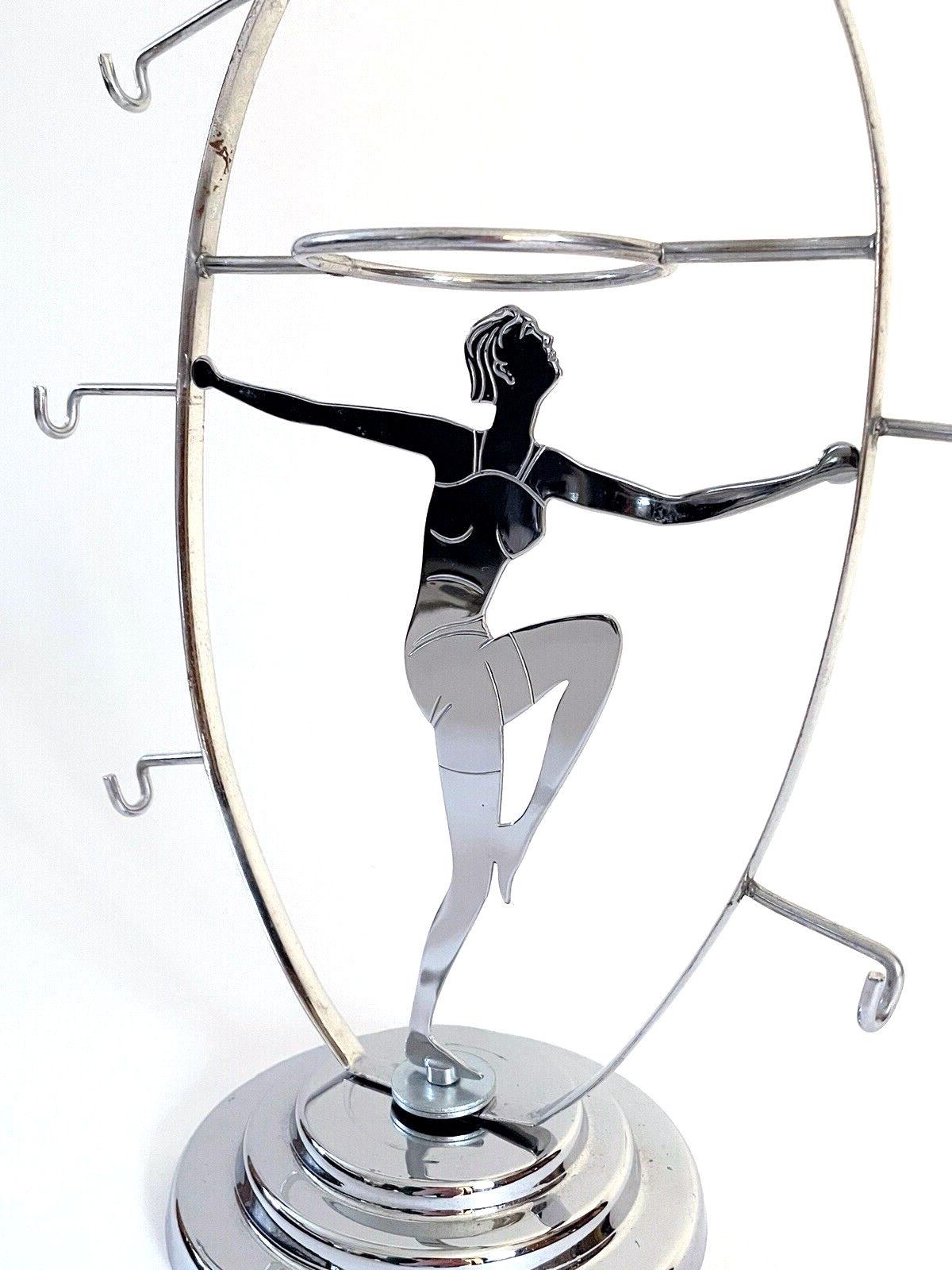 Art Deco Original Chrome Lady Teacup and Plate Stand , English, 1930s For Sale 7